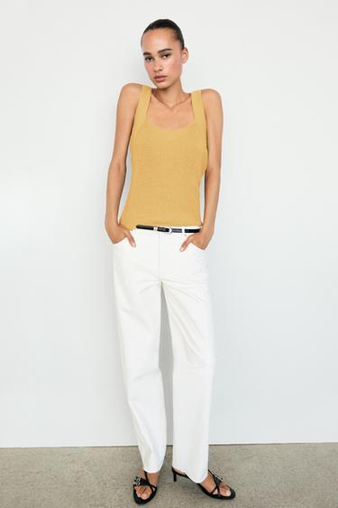 Ribbed knit tank top — MUSTARD YELLOW 8