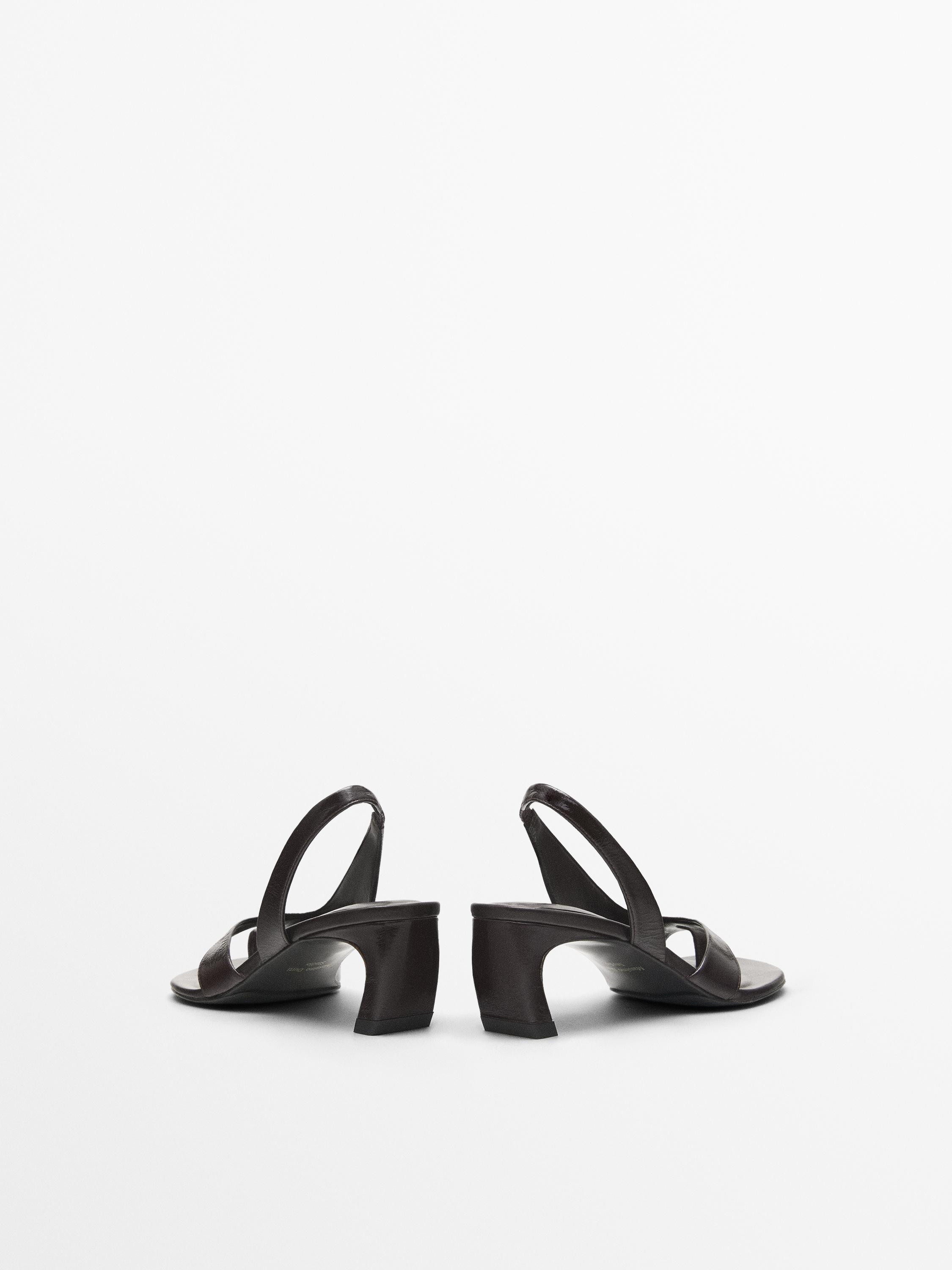 ★ Massimo Dutti★ Toe Divider Heel Sandals 11633650700 Leather sandals with toe divider · Brown · Shoes | Massimo Dutti