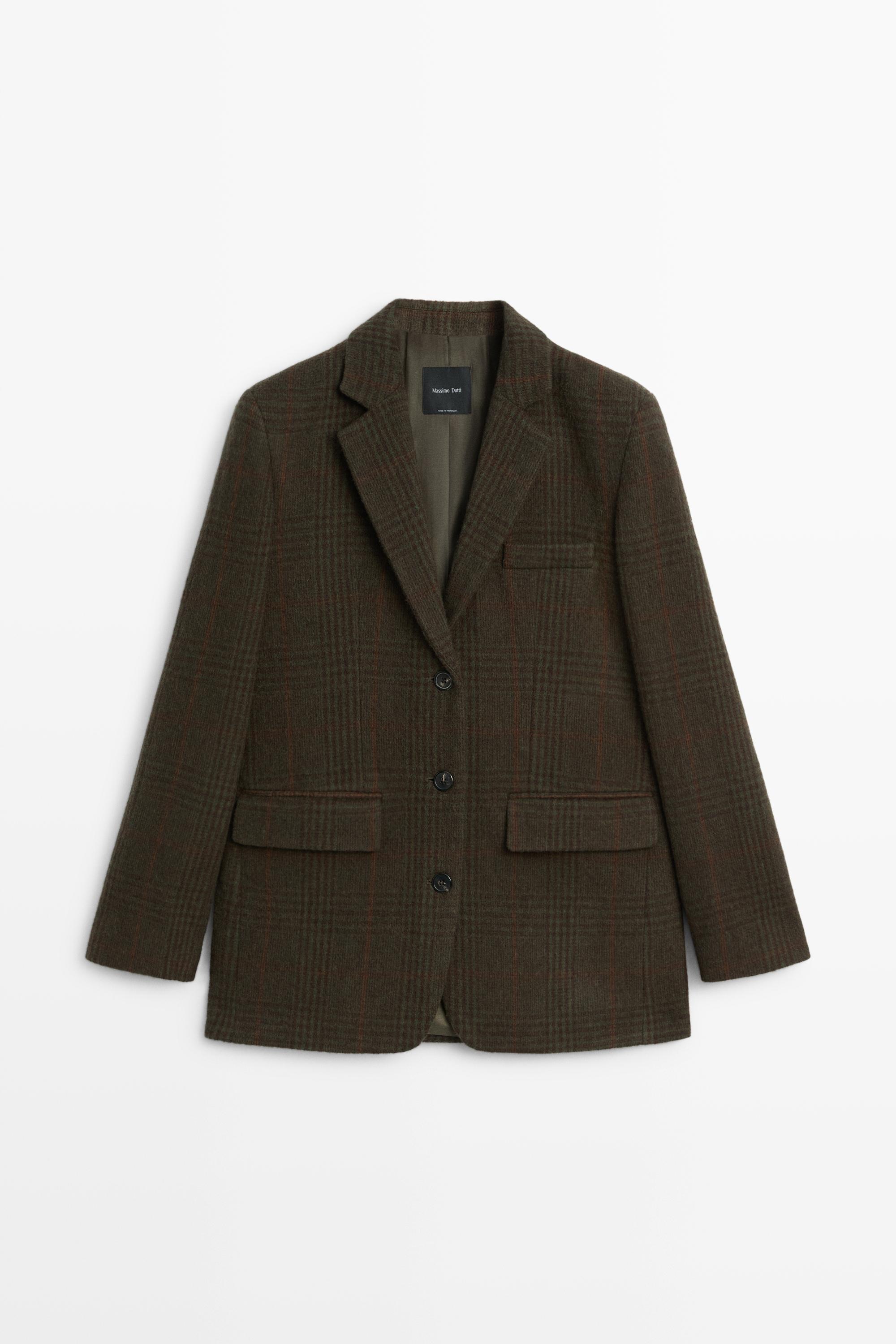 Checked wool blend blazer by Massimo Dutti