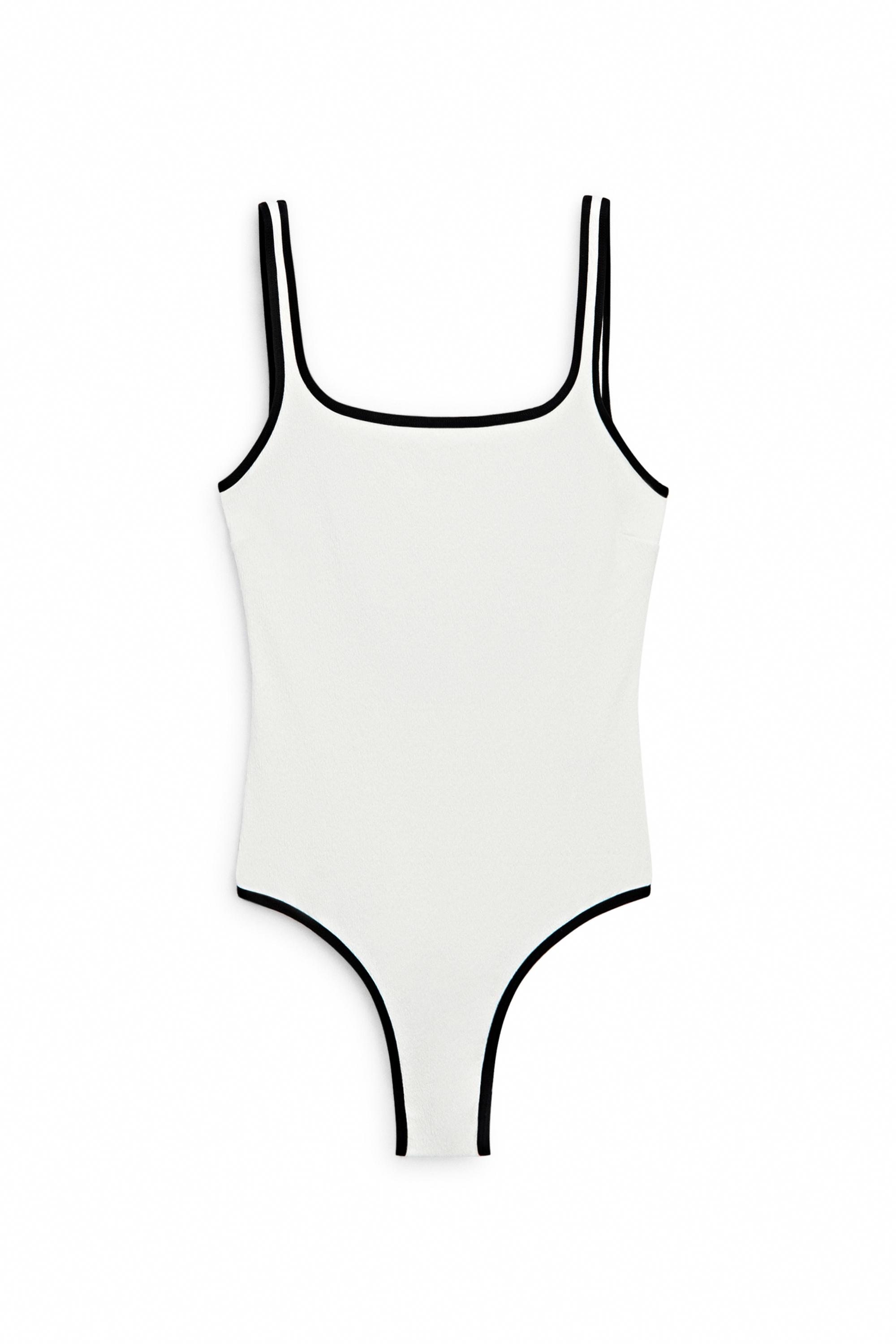 Contrast texture swimsuit — Off white