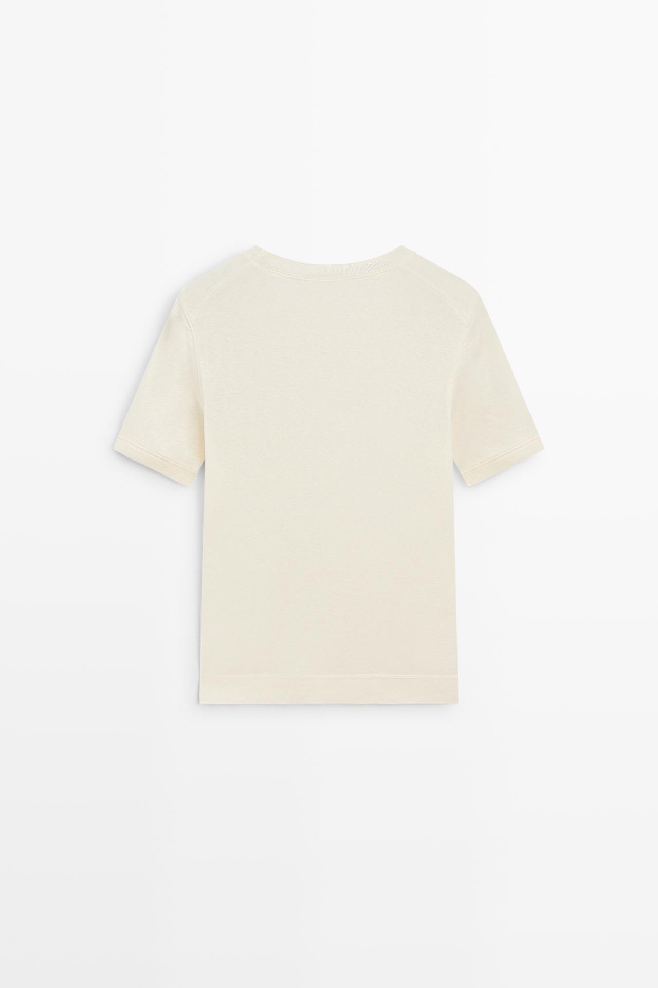 Short sleeve cotton blend T-shirt — CREAM
