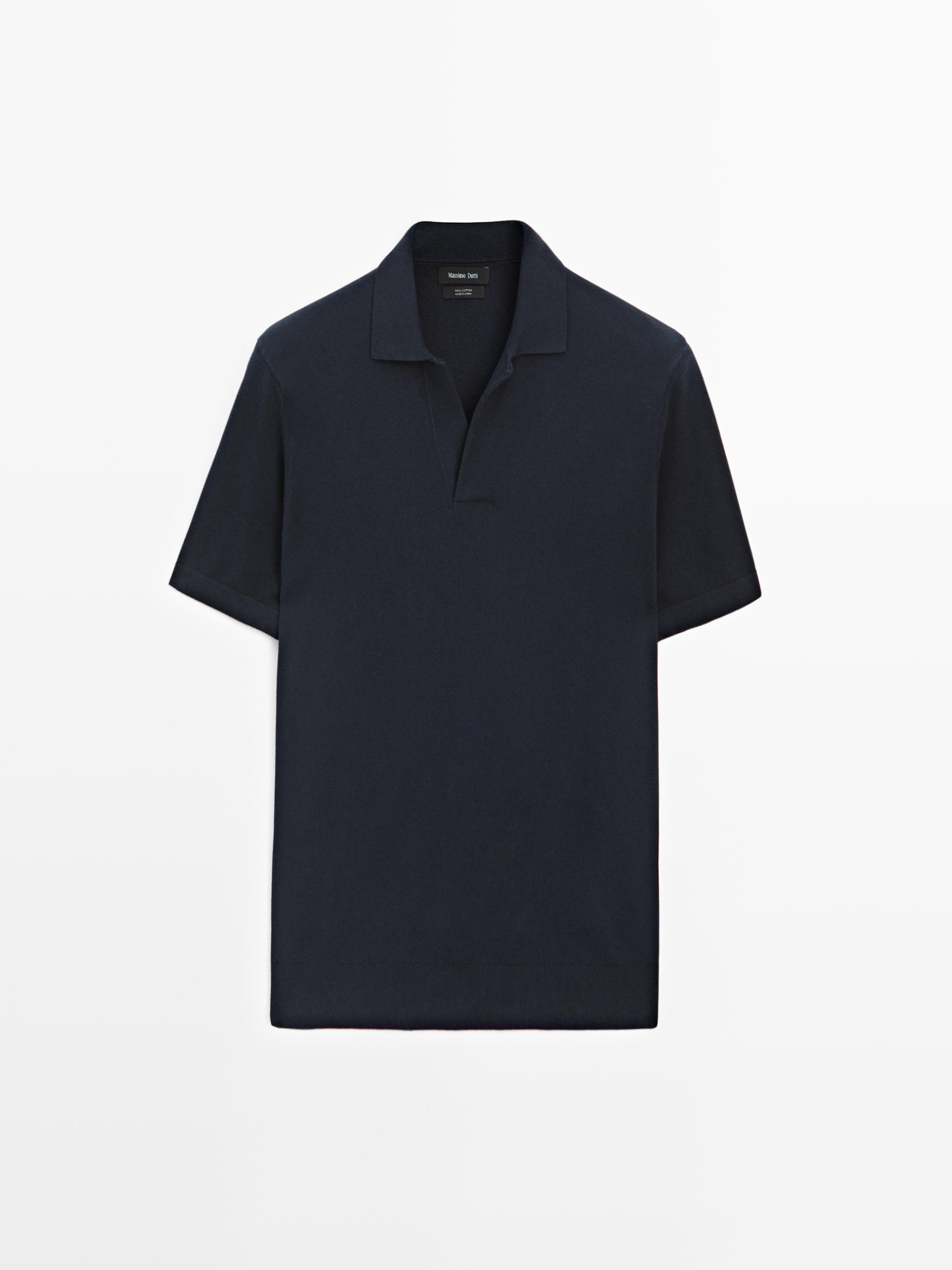 Knit V-neck polo shirt