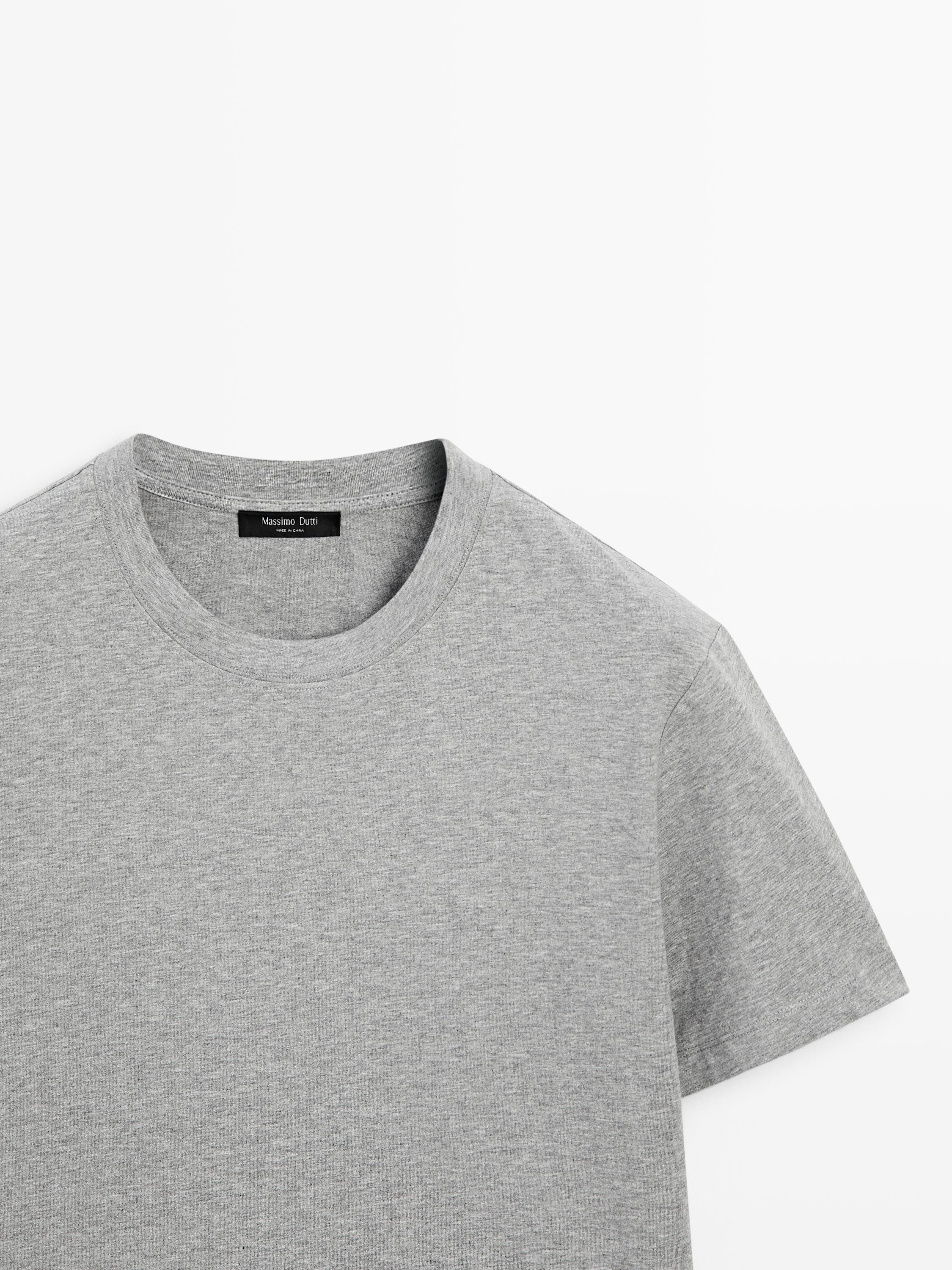 Short sleeve cotton melange T-shirt — GREY MARL