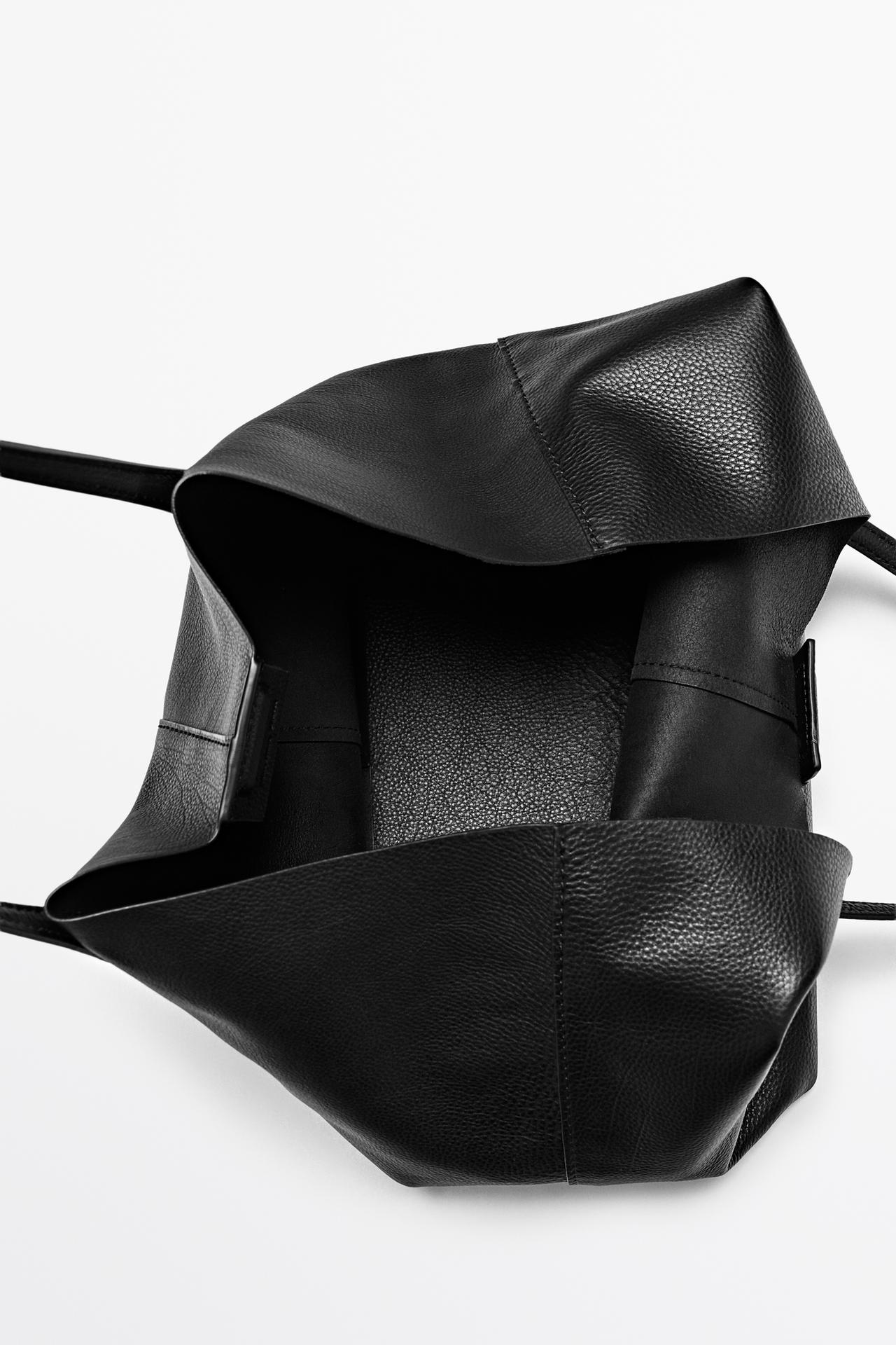 Medium nappa leather tote bag — BLACK