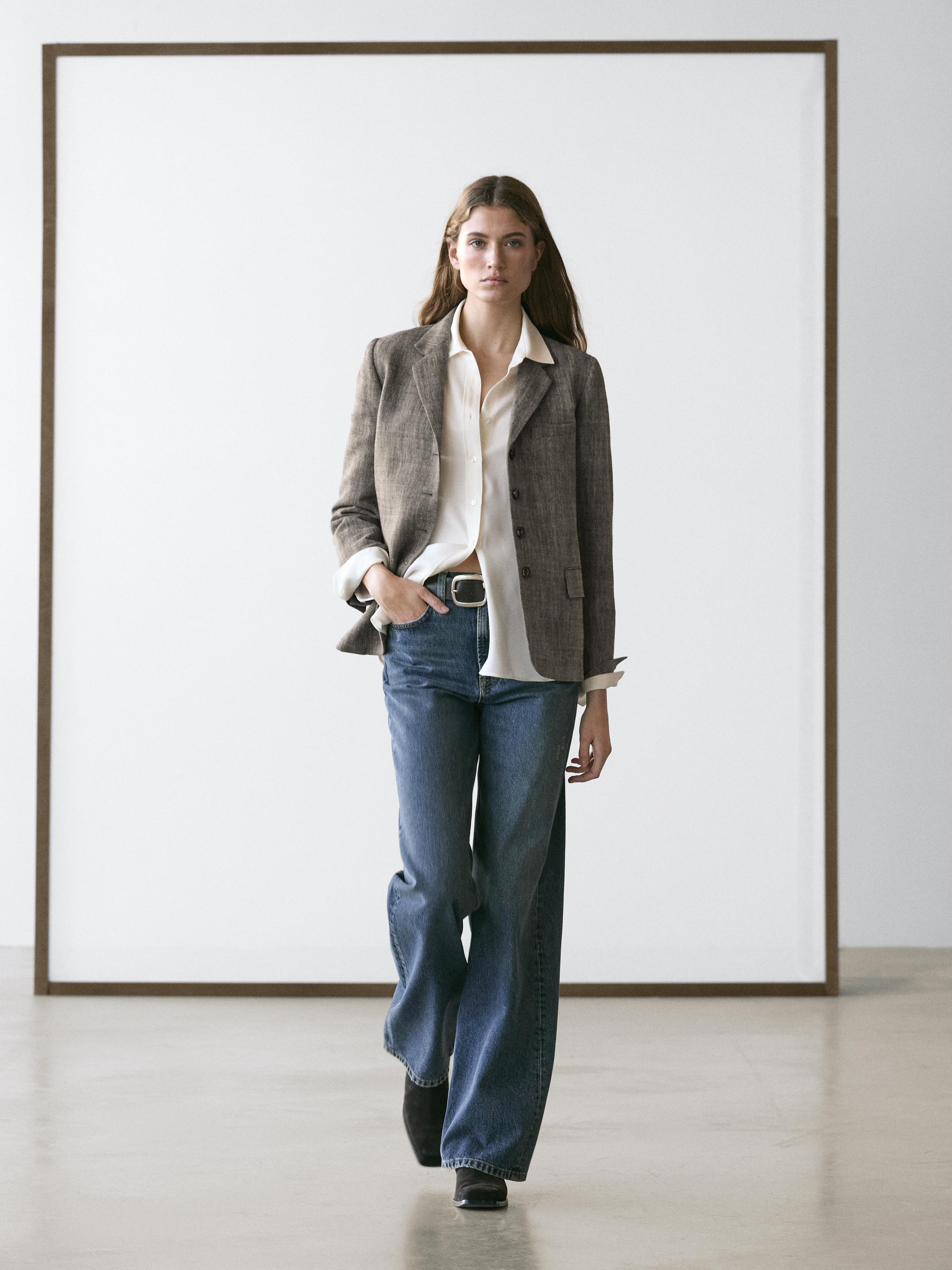 Flecked wool blend blazer