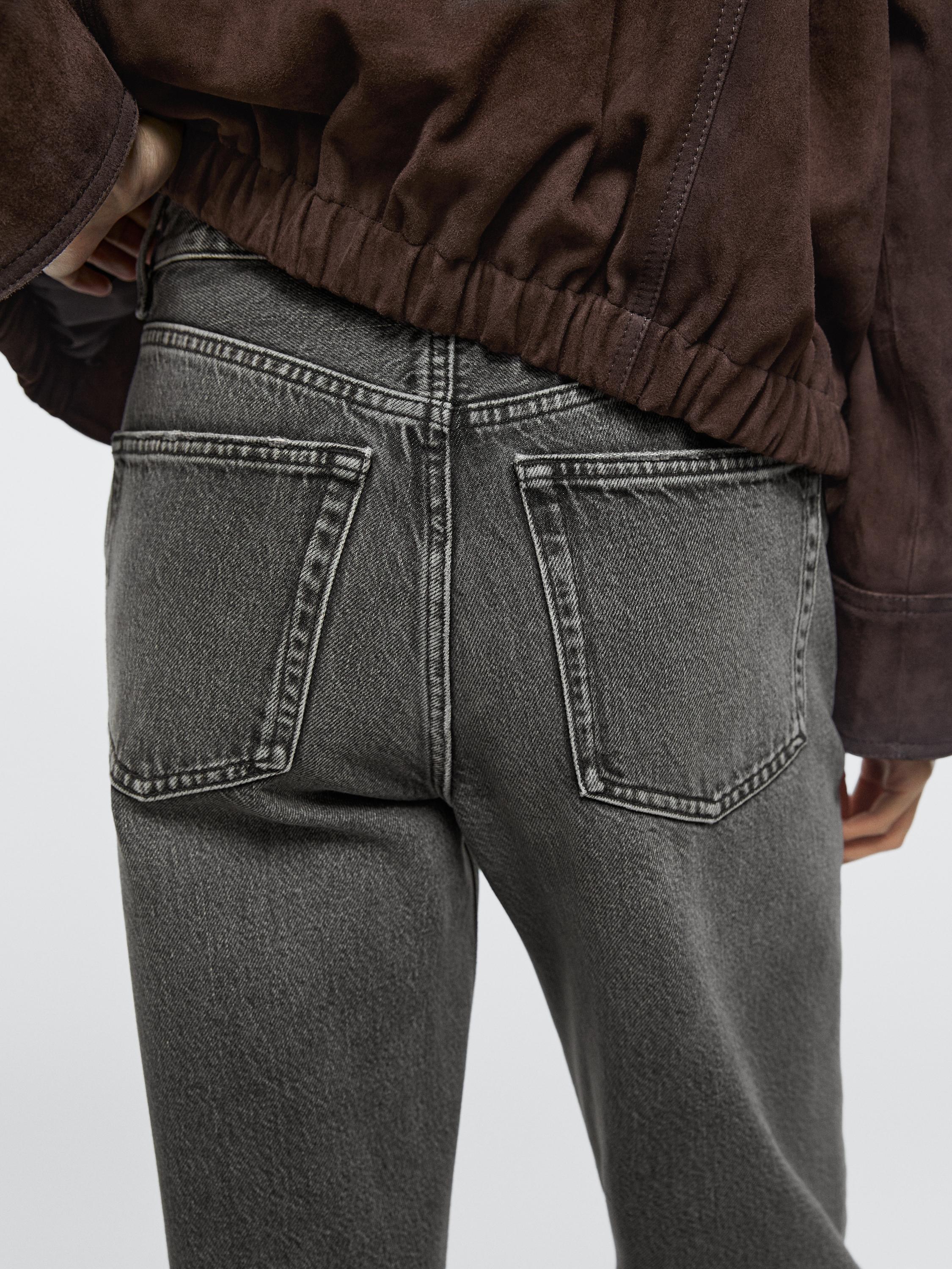 Straight-leg high-waist jeans — CHARCOAL