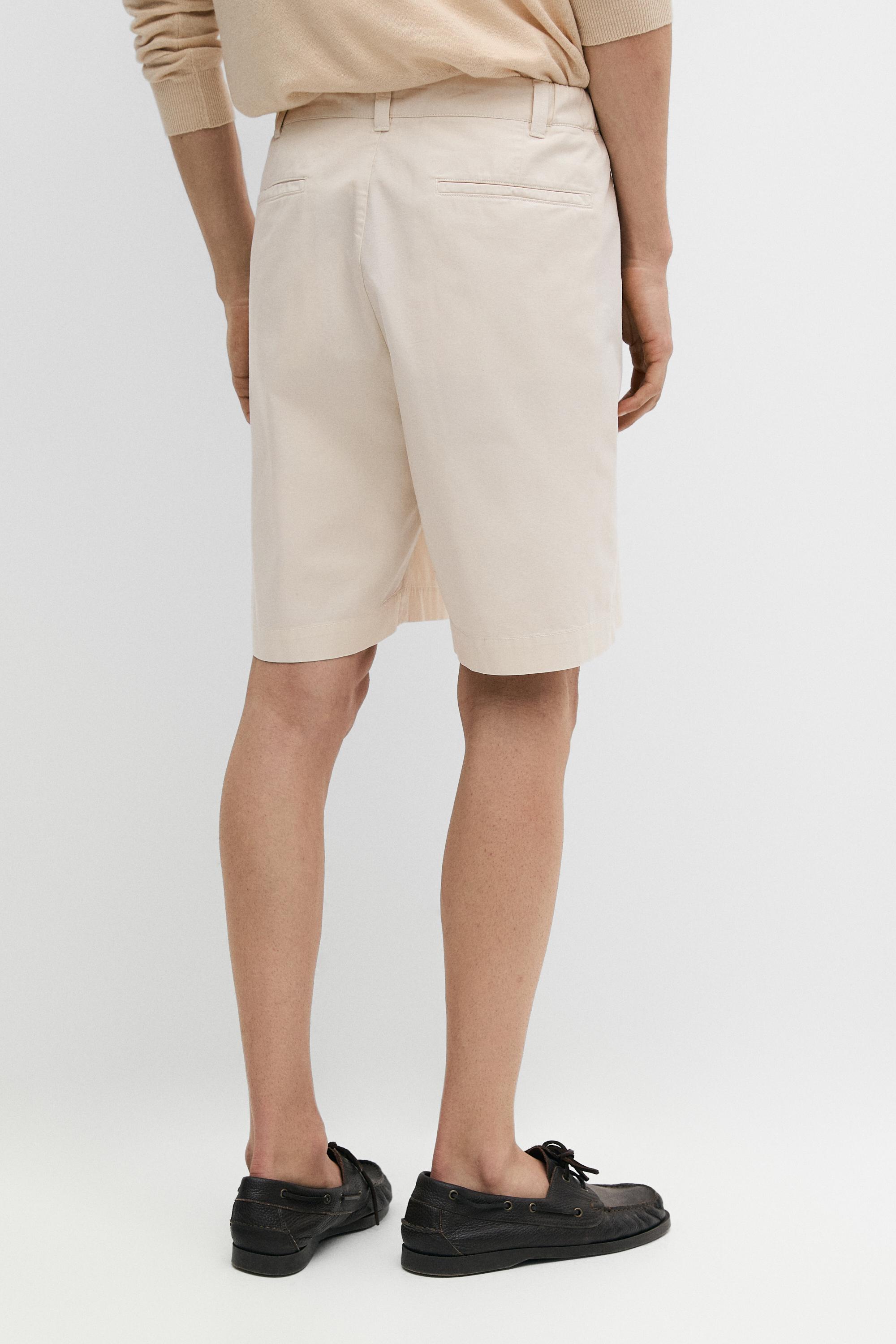 Cotton Bermuda shorts with waist detail — SAND