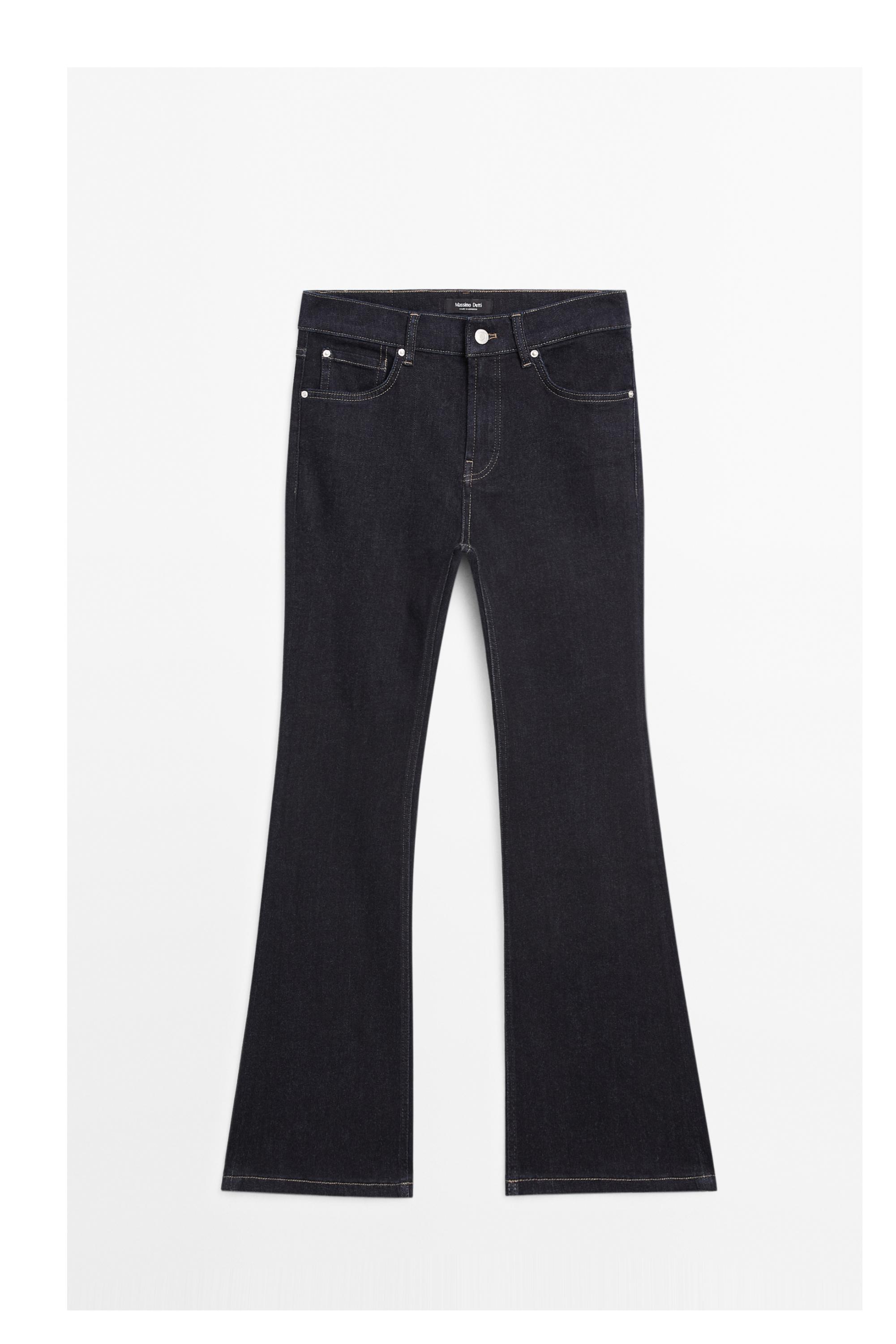 High waist bell bottom skinny jeans — DARK BLUE