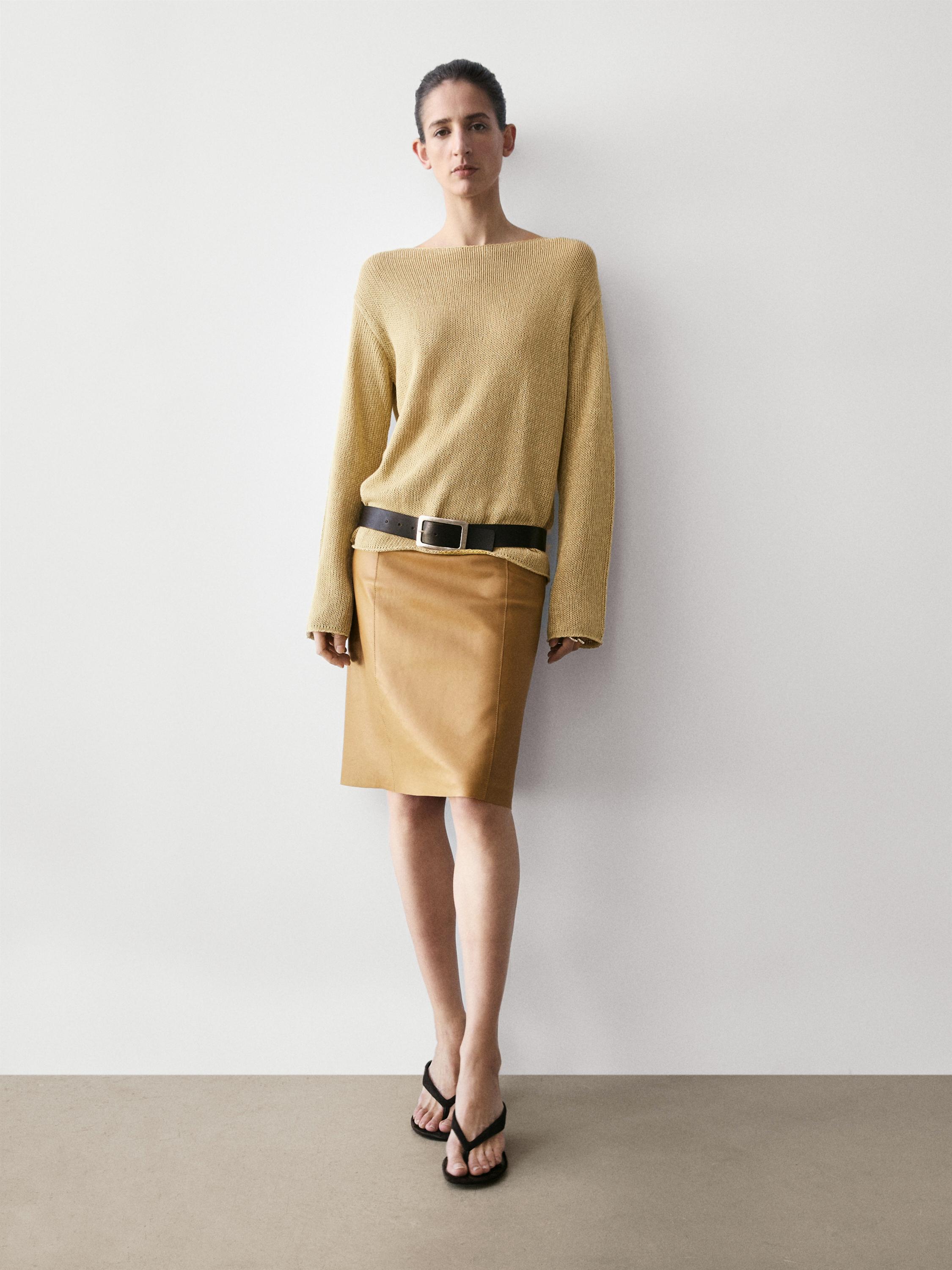 Cotton blend cutwork sweater — LIME