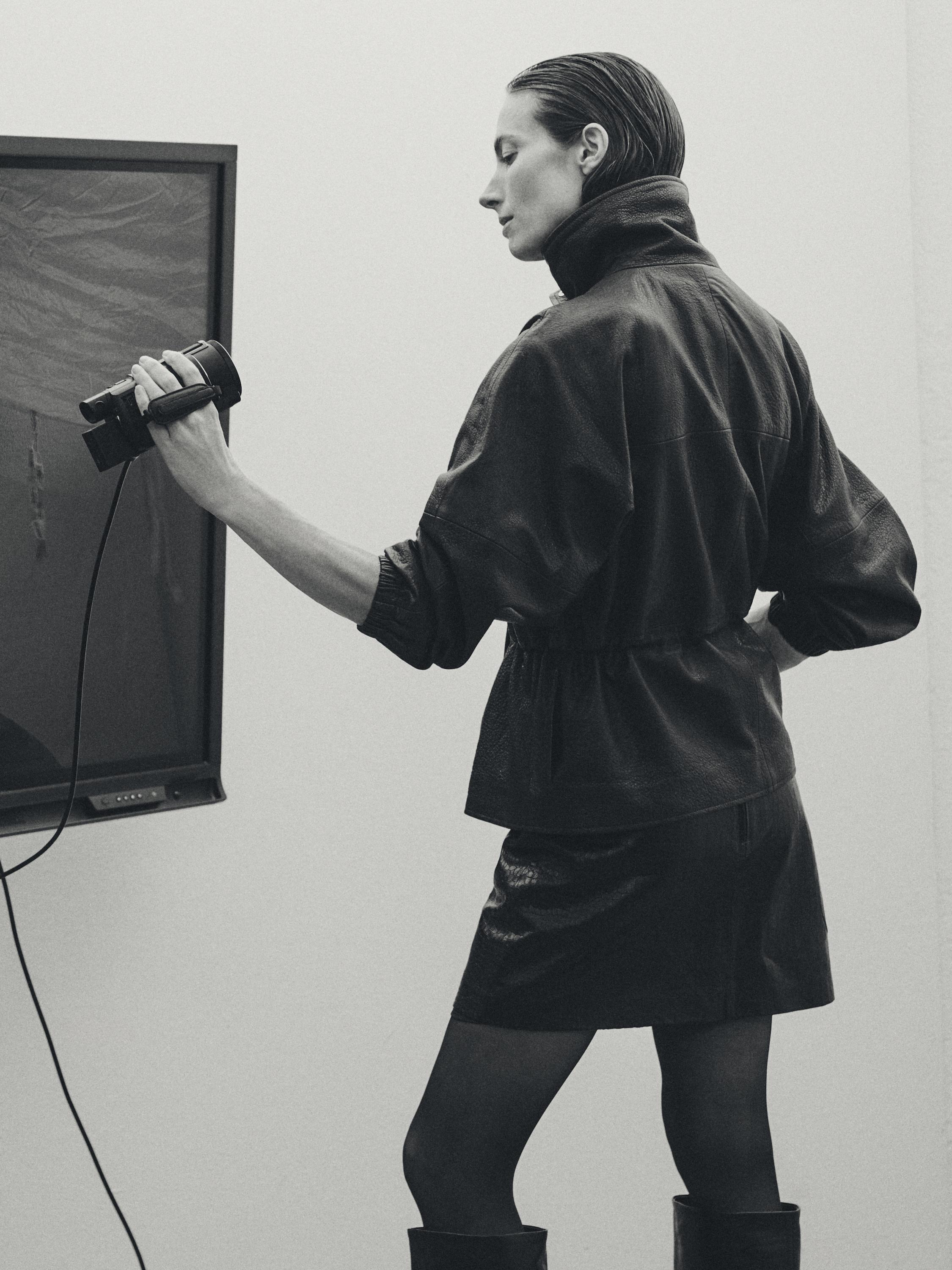 Nappa leather jacket with grainy finish