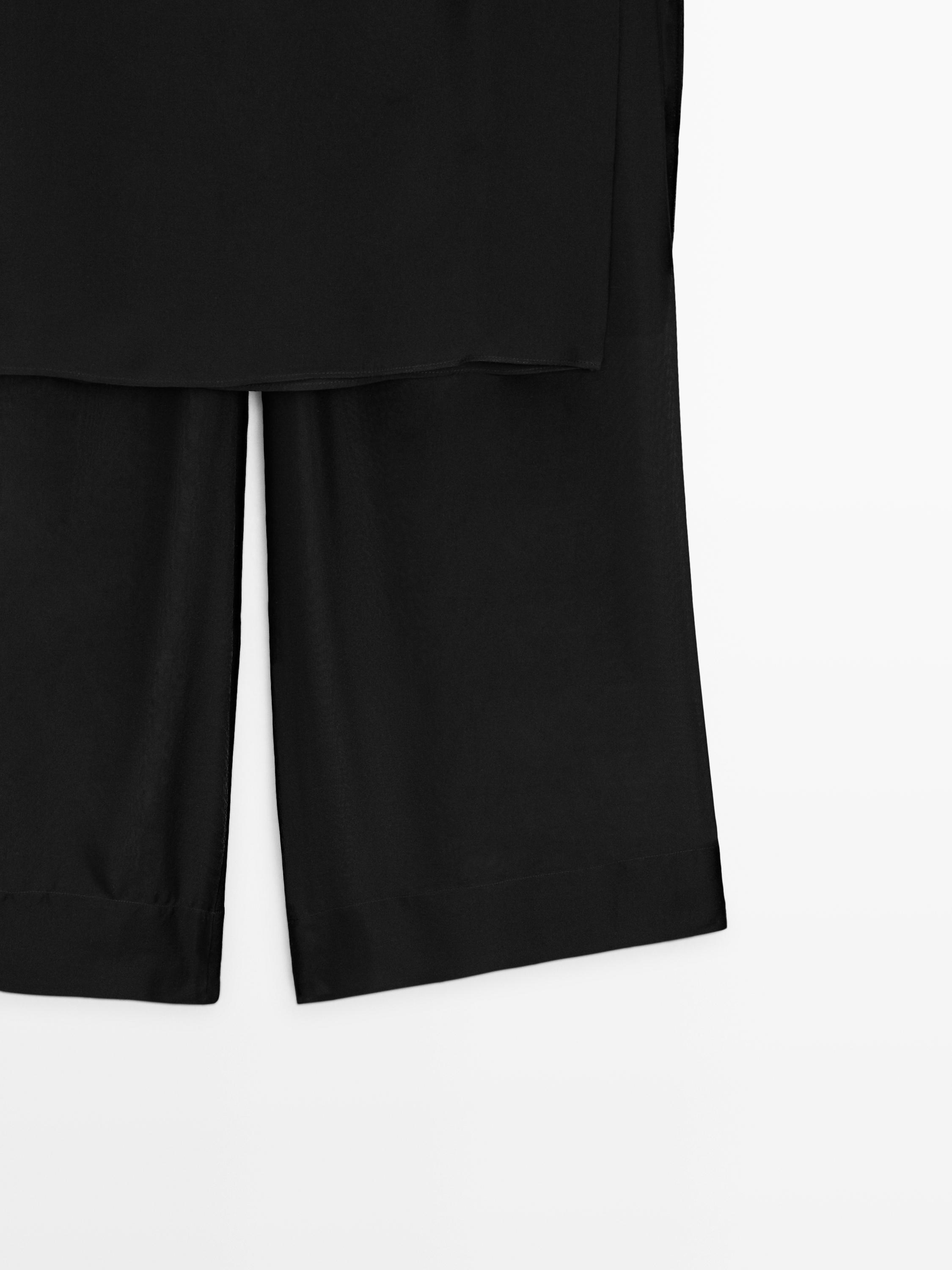100% silk shorts over pants — BLACK