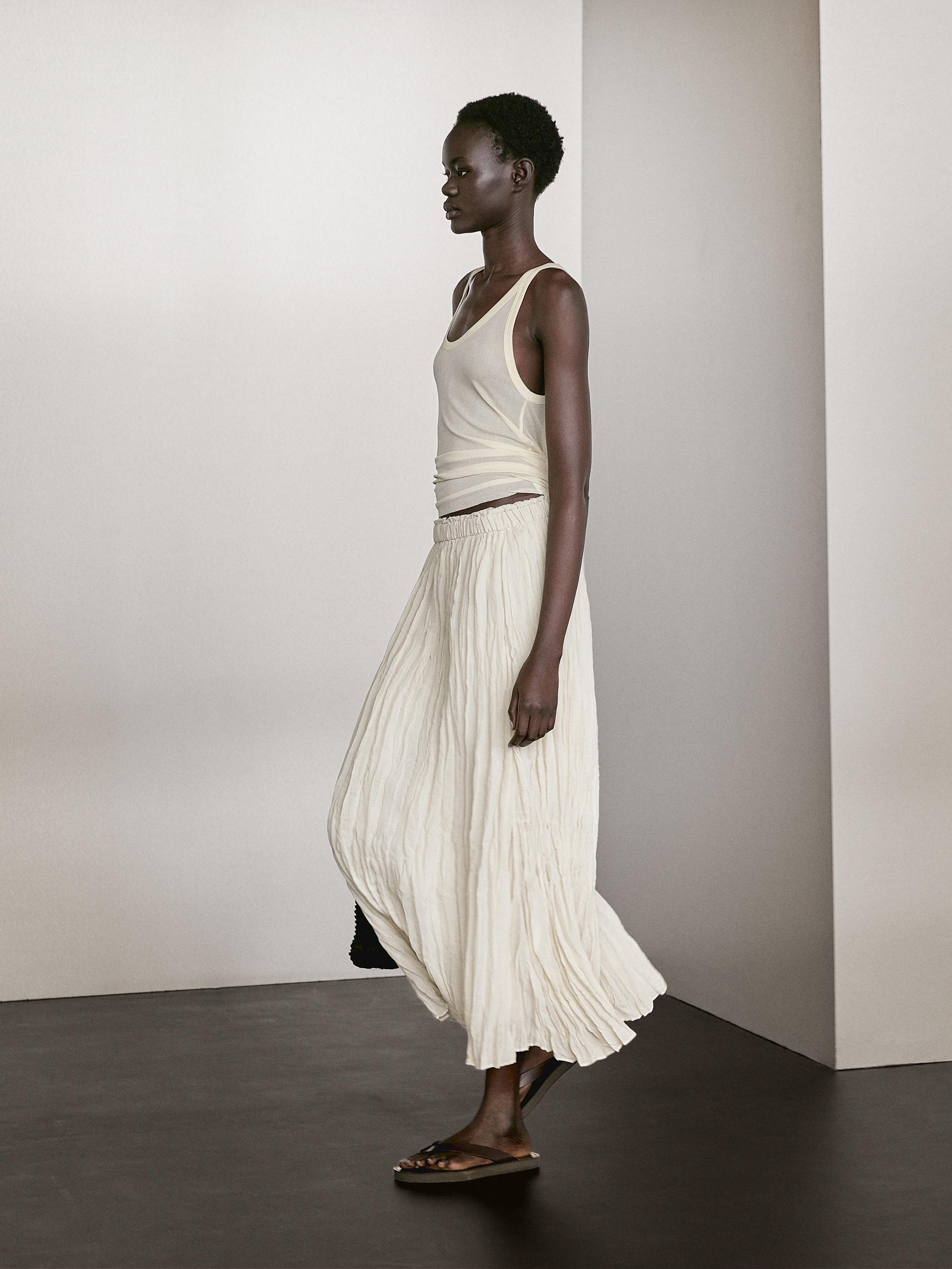 Jupe midi ample plissée