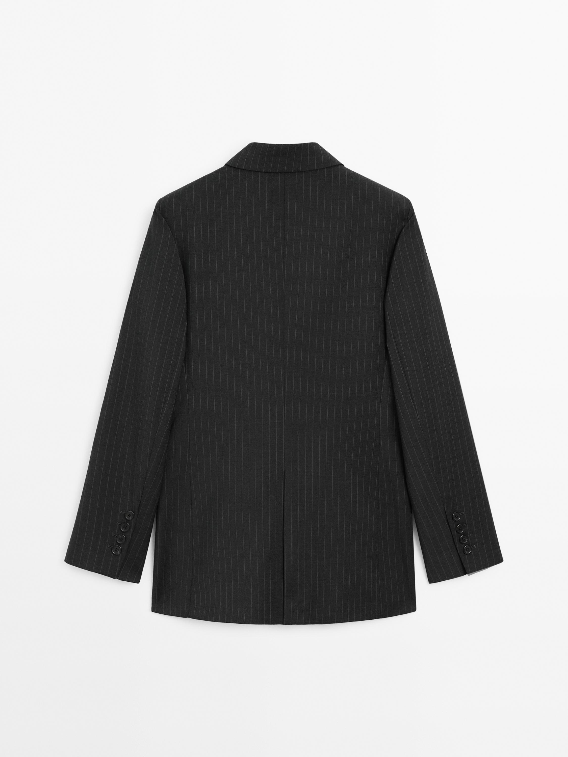 Double-breasted pinstripe blazer