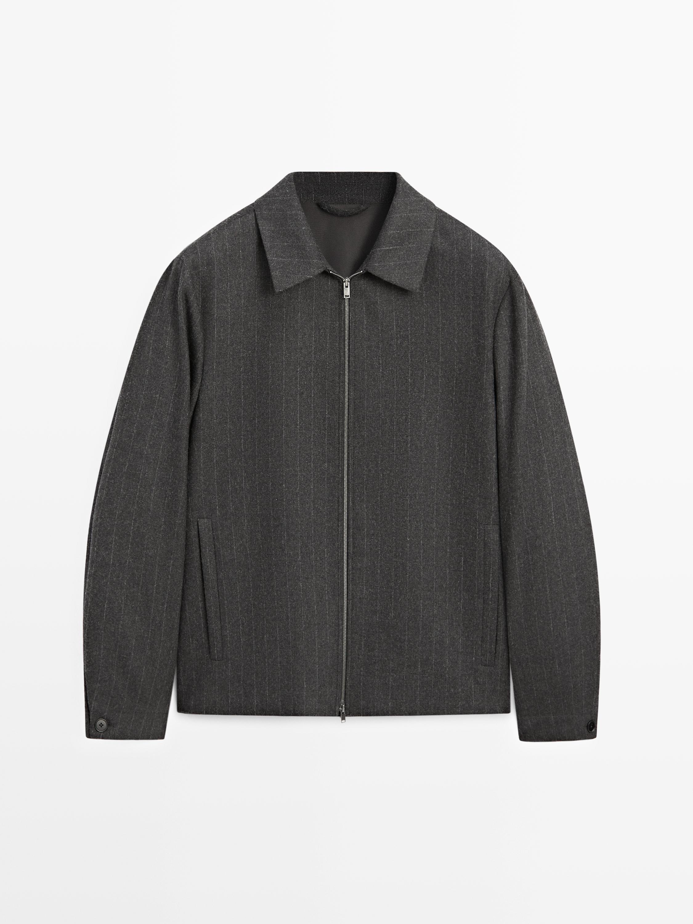 Blouson à rayures en laine mélangée