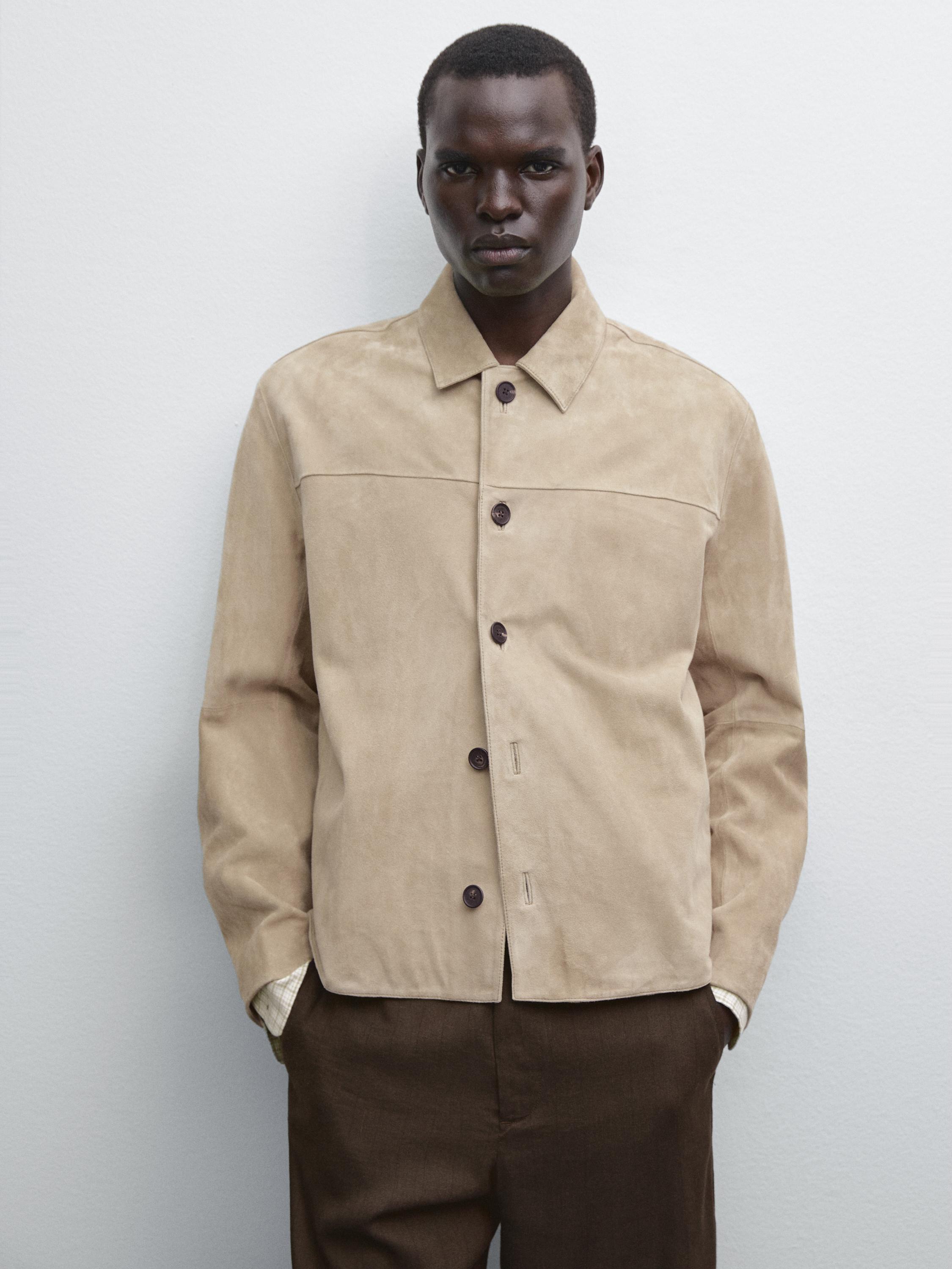 Short suede leather jacket