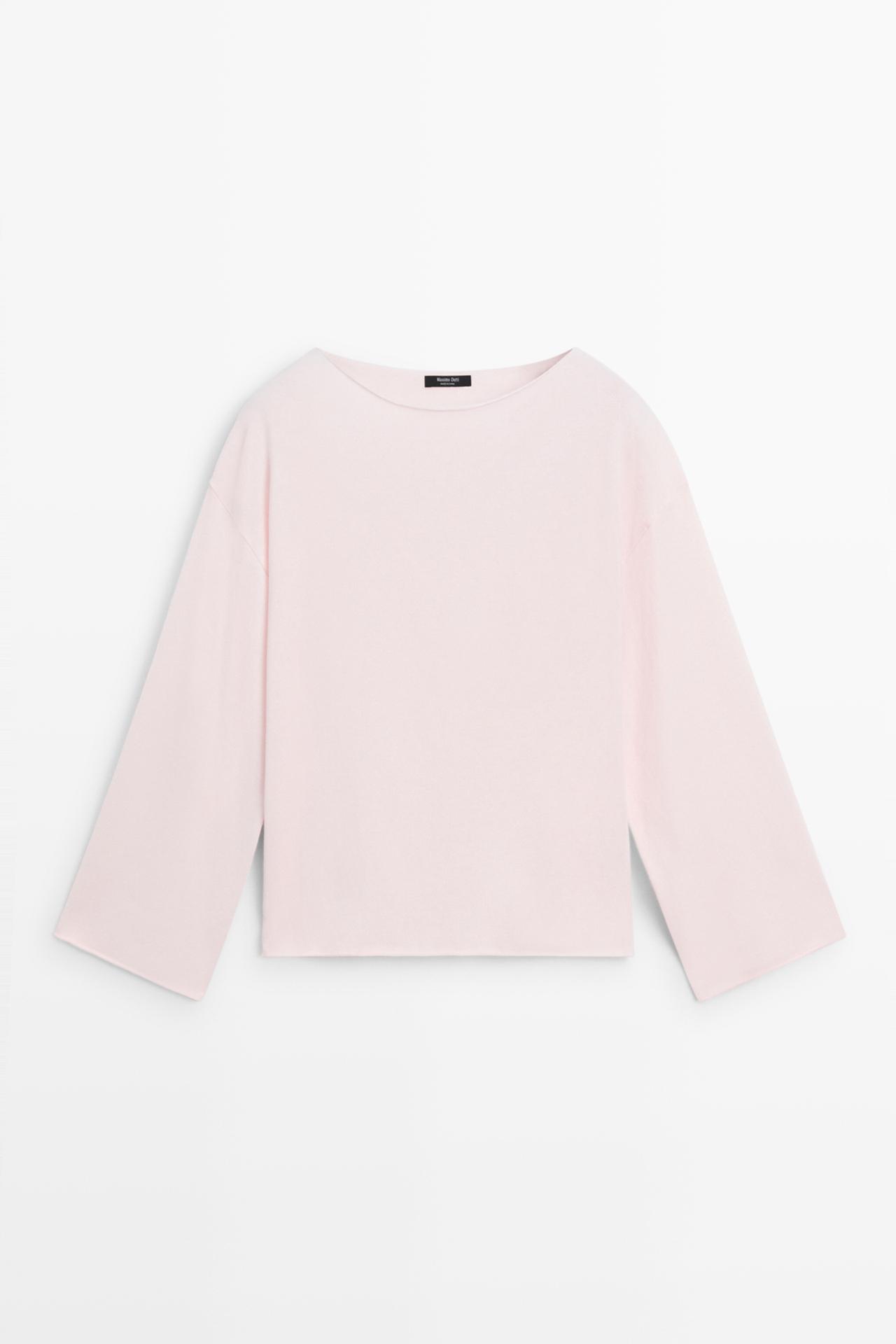 Cotton blend knit sweater — PALE PINK