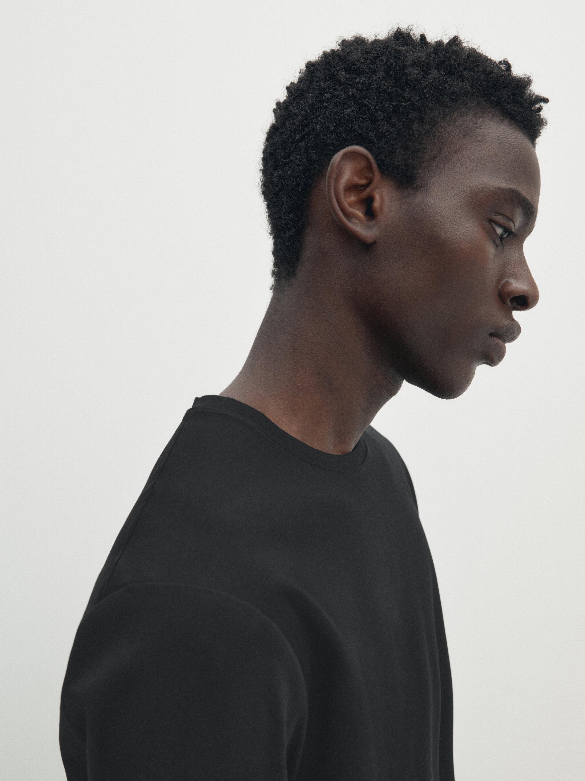 100% mercerised cotton T-shirt — BLACK