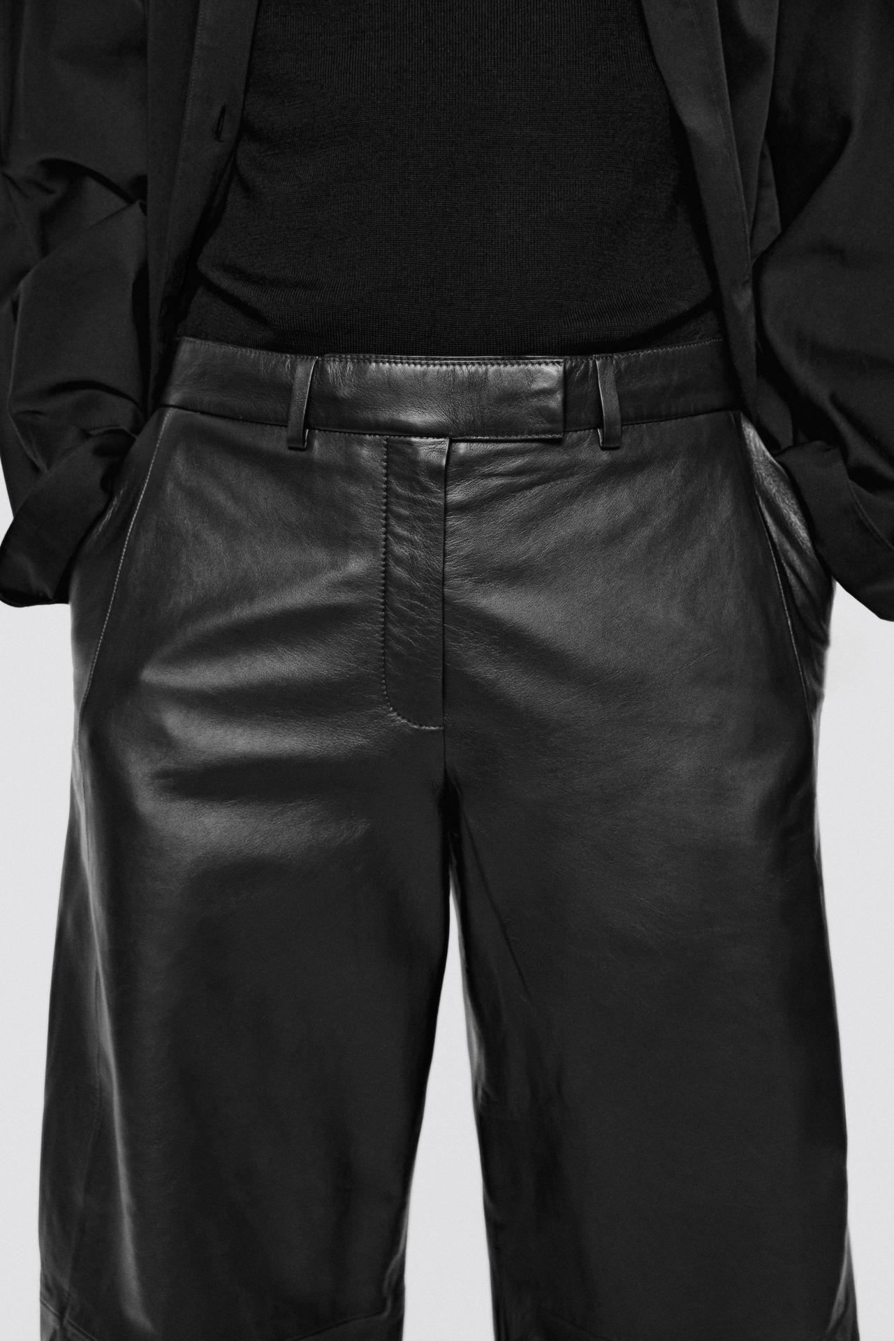Nappa leather barrel fit pants - LIMITED EDITION — ANTHRACITE