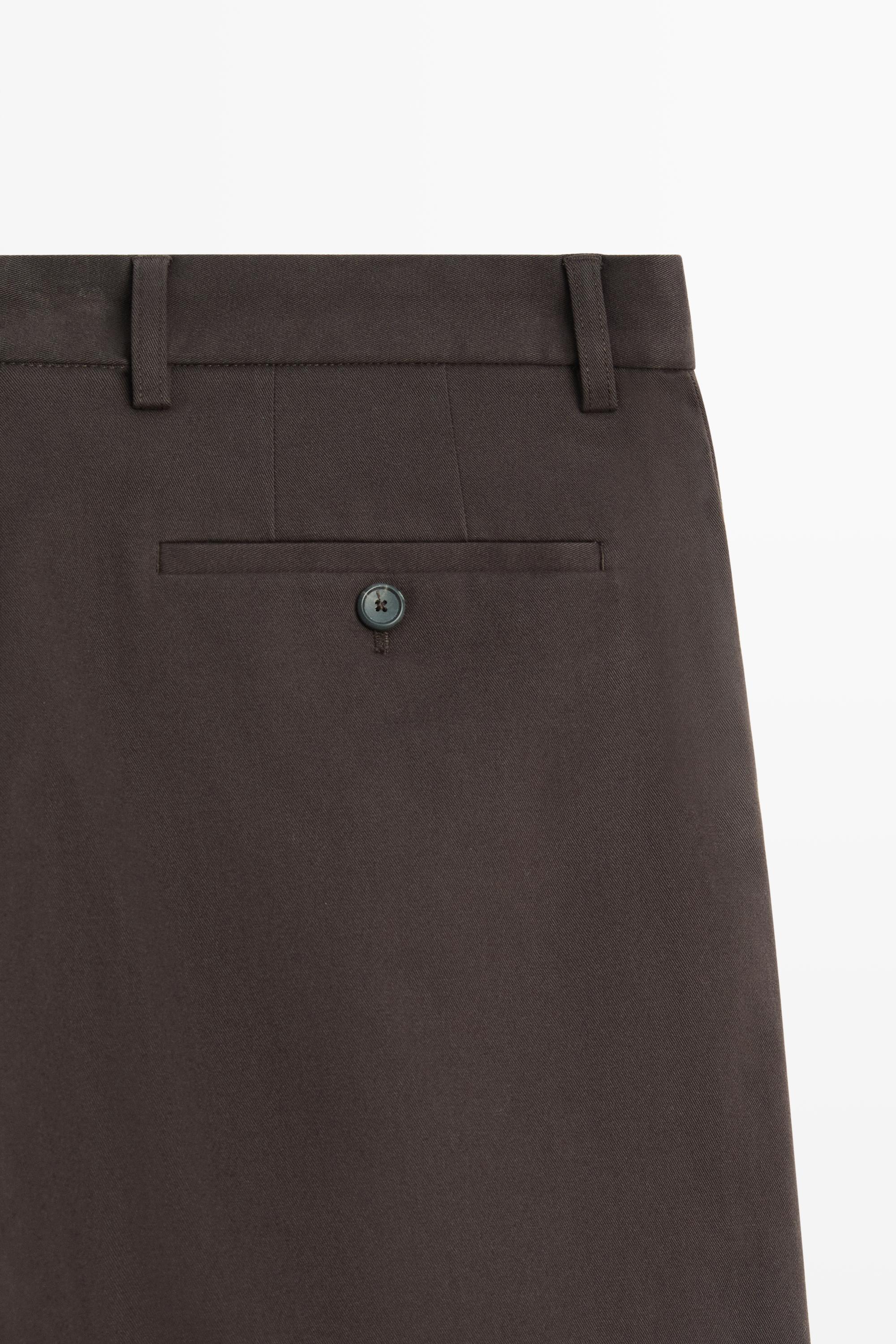 Cotton blend straight-leg pants — BROWN