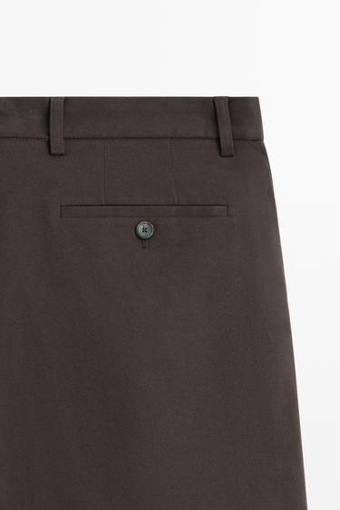 Cotton blend straight-leg pants — BROWN 7