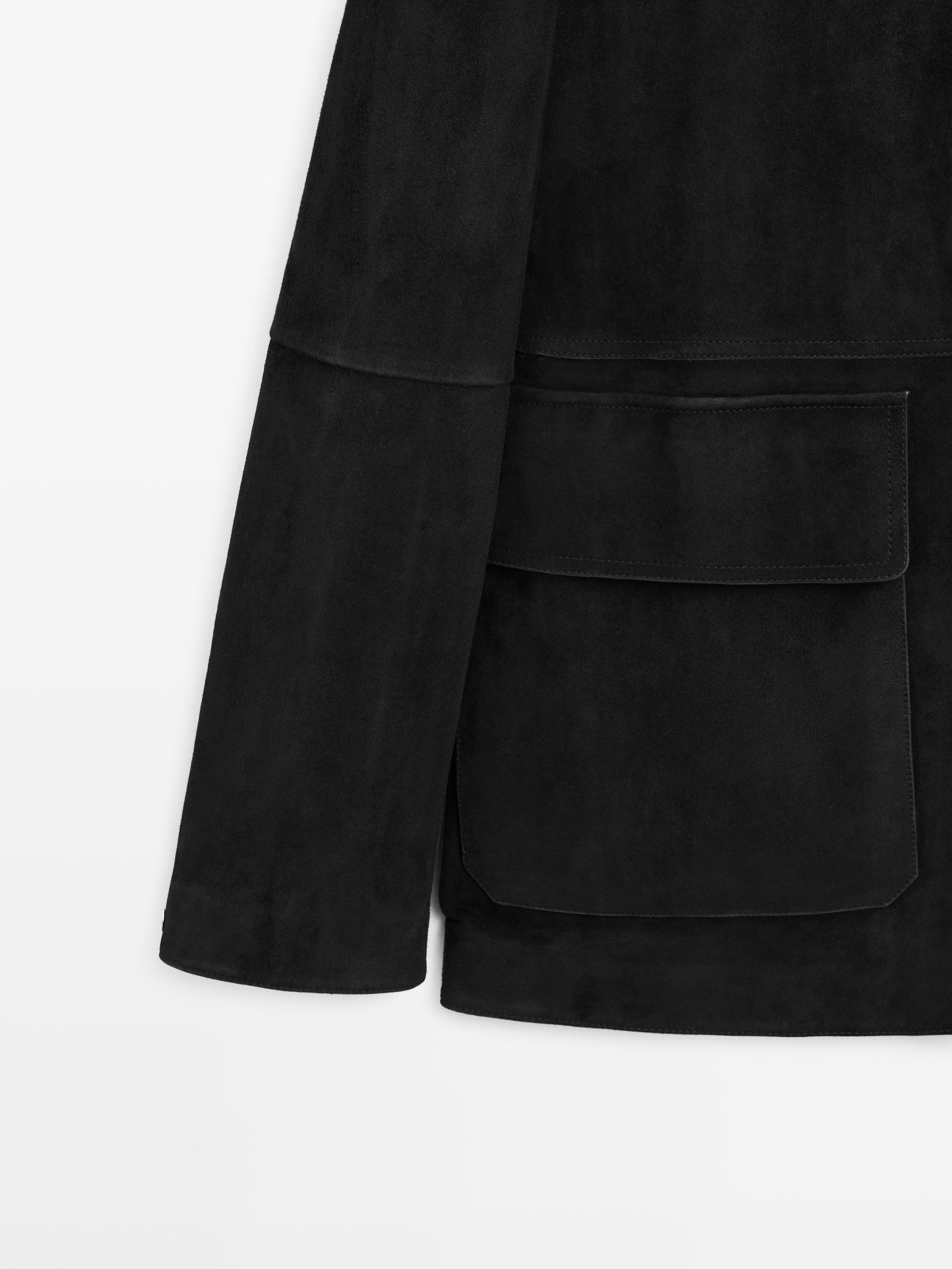 Jacket with suede pockets detail — BLACK