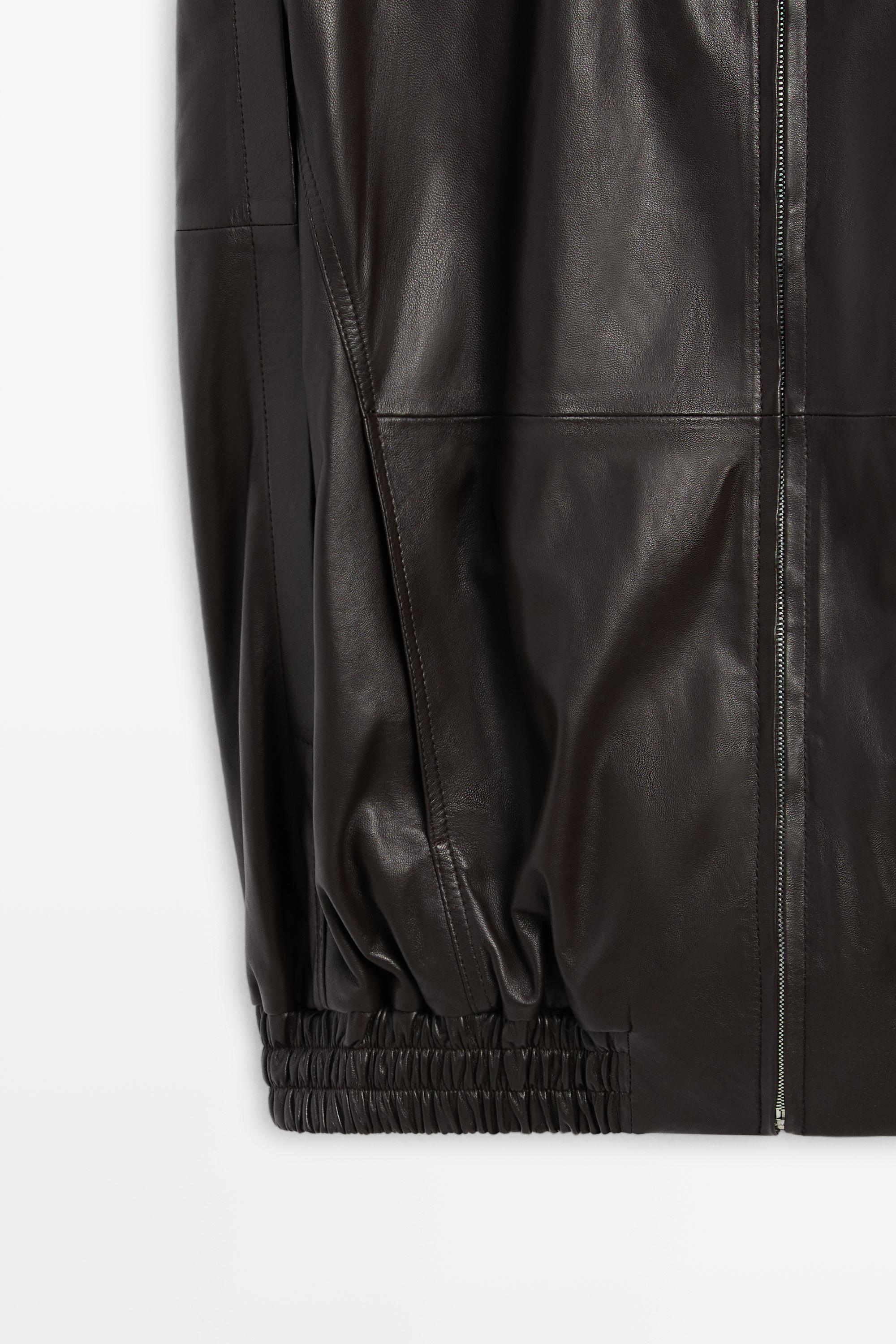Nappa leather bomber gilet — BROWN