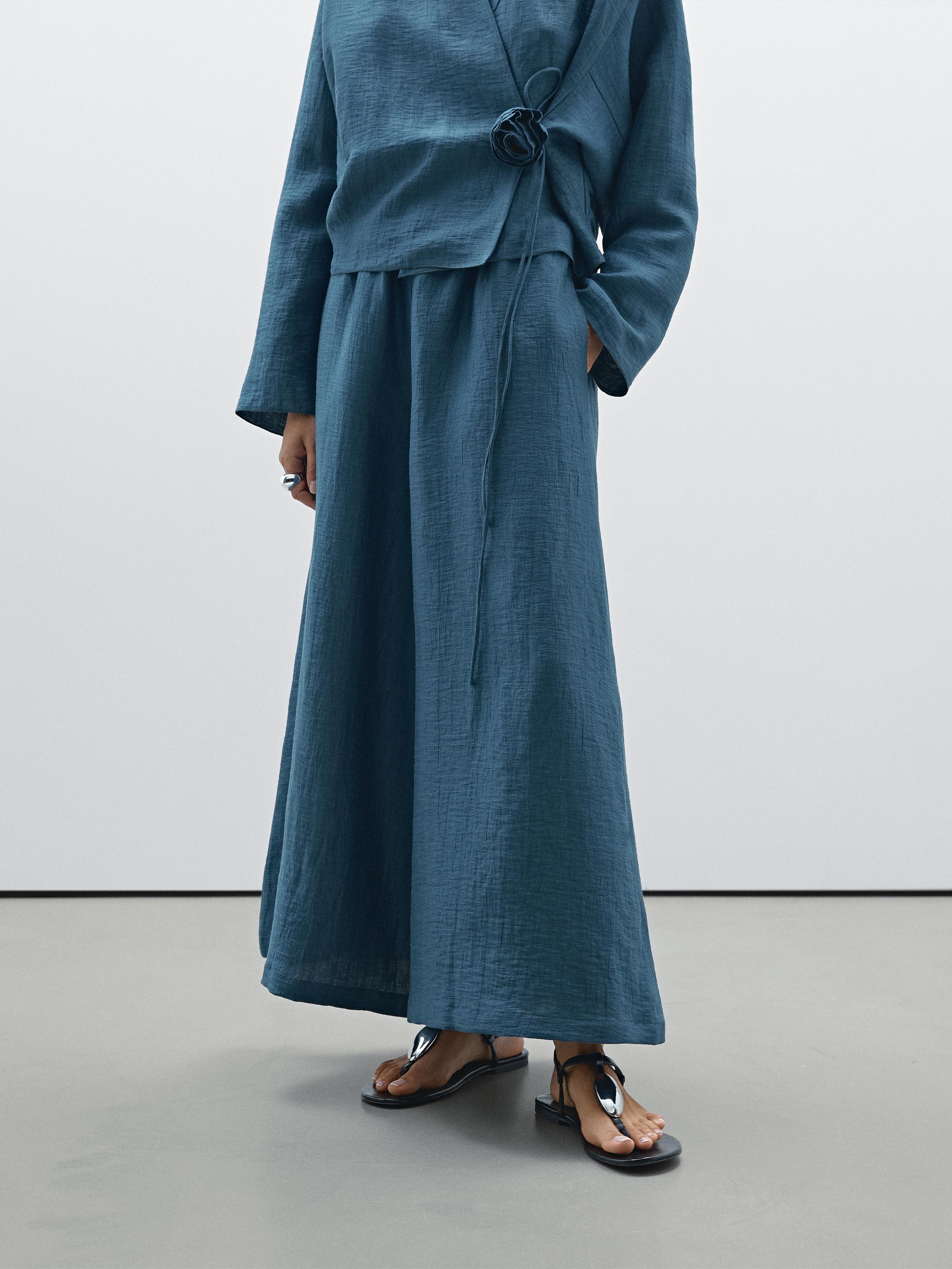 Linen blend cropped trousers