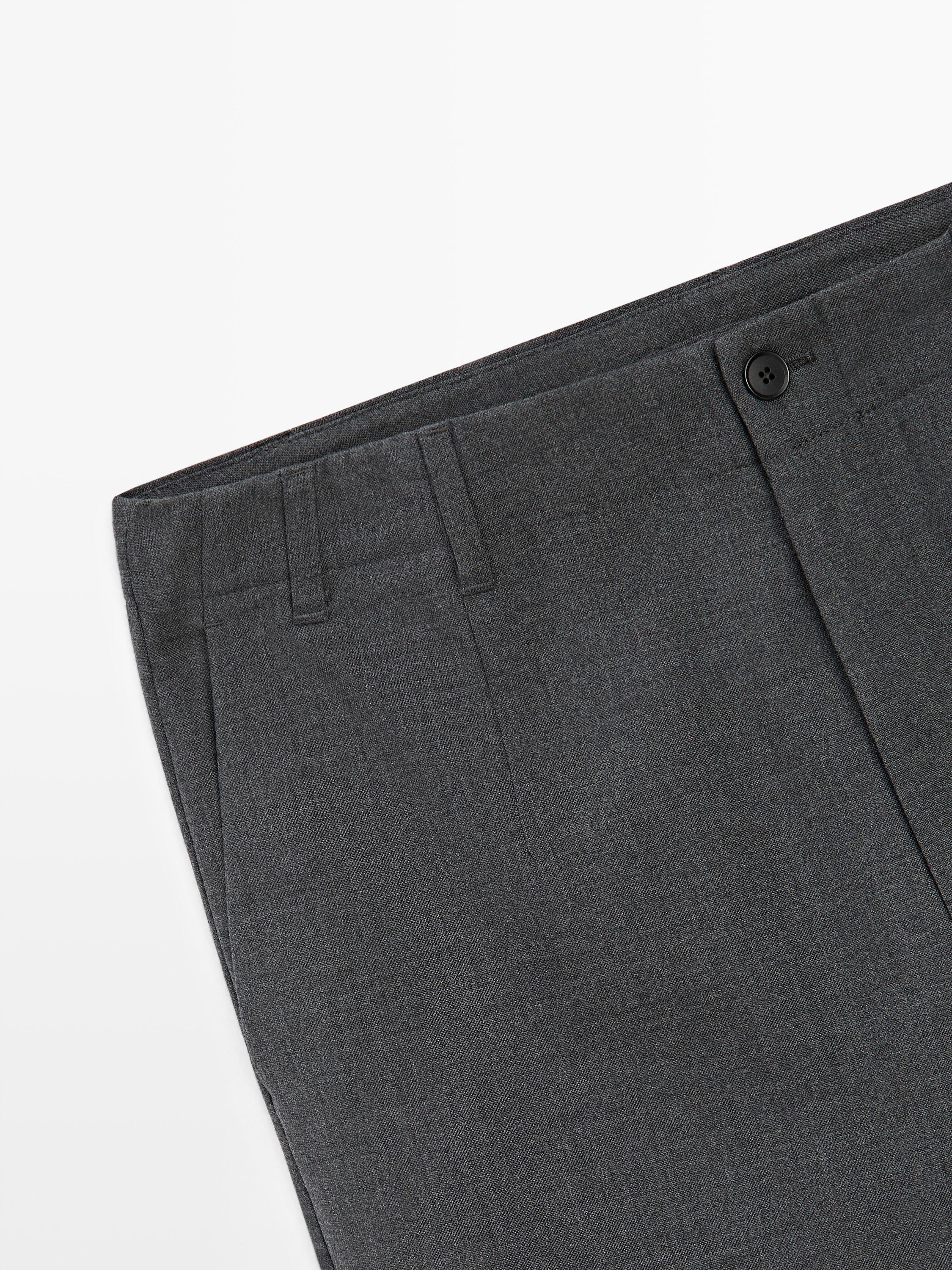 Cool wool textured trousers — GREY