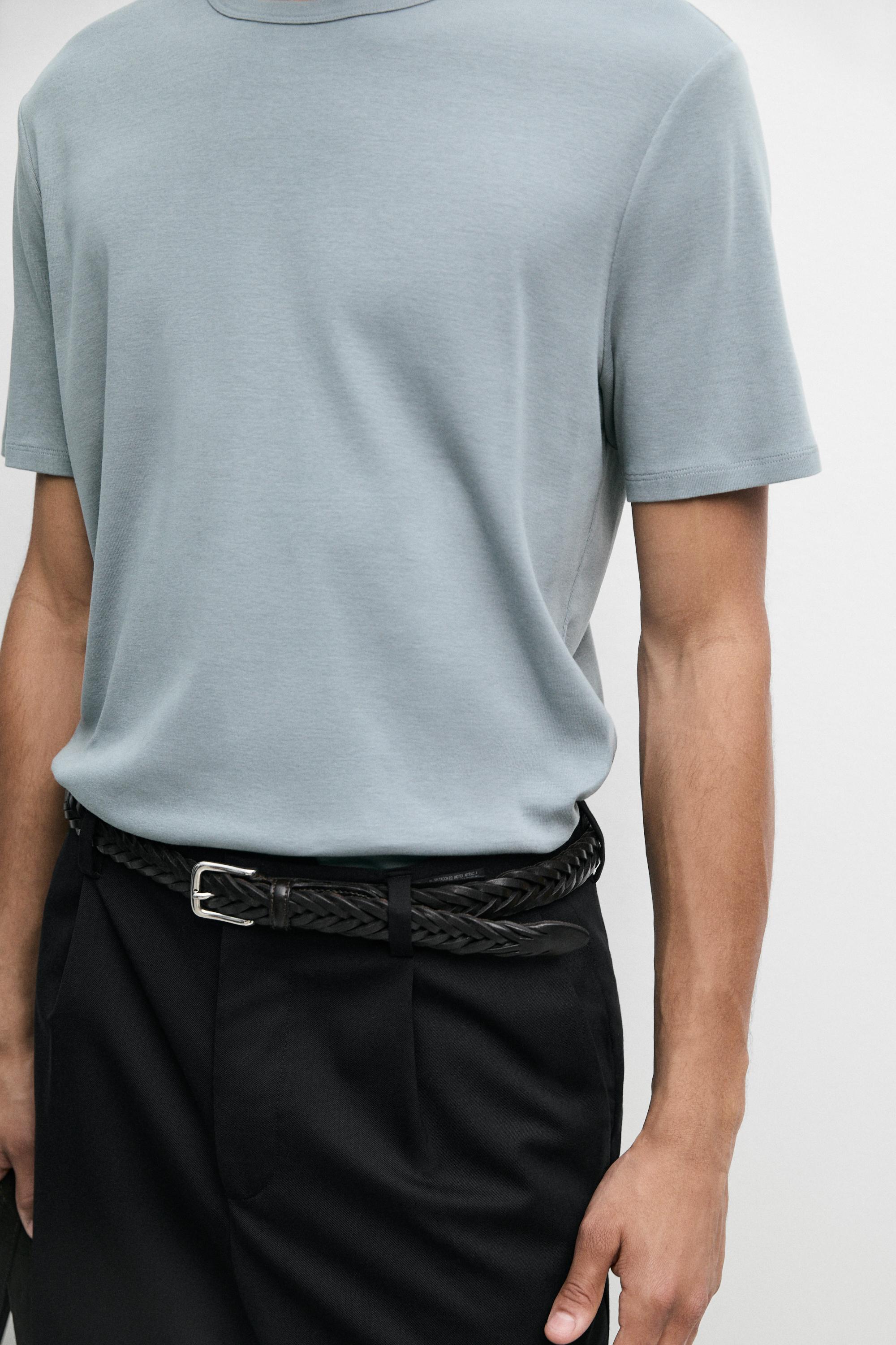 100% cotton short-sleeve T-shirt — GREY BLUE
