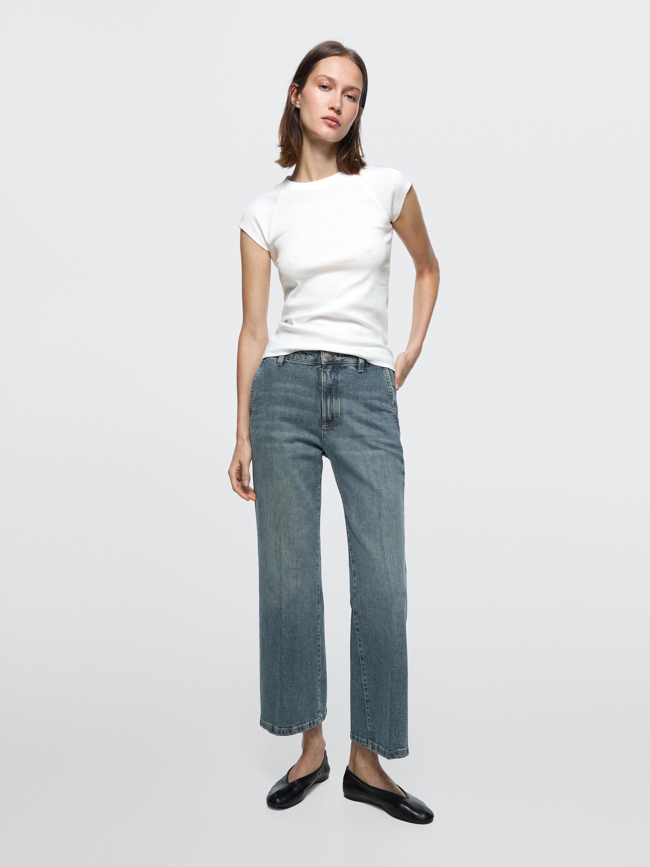 Mid-rise bell bottom jeans — MEDIUM BLUE