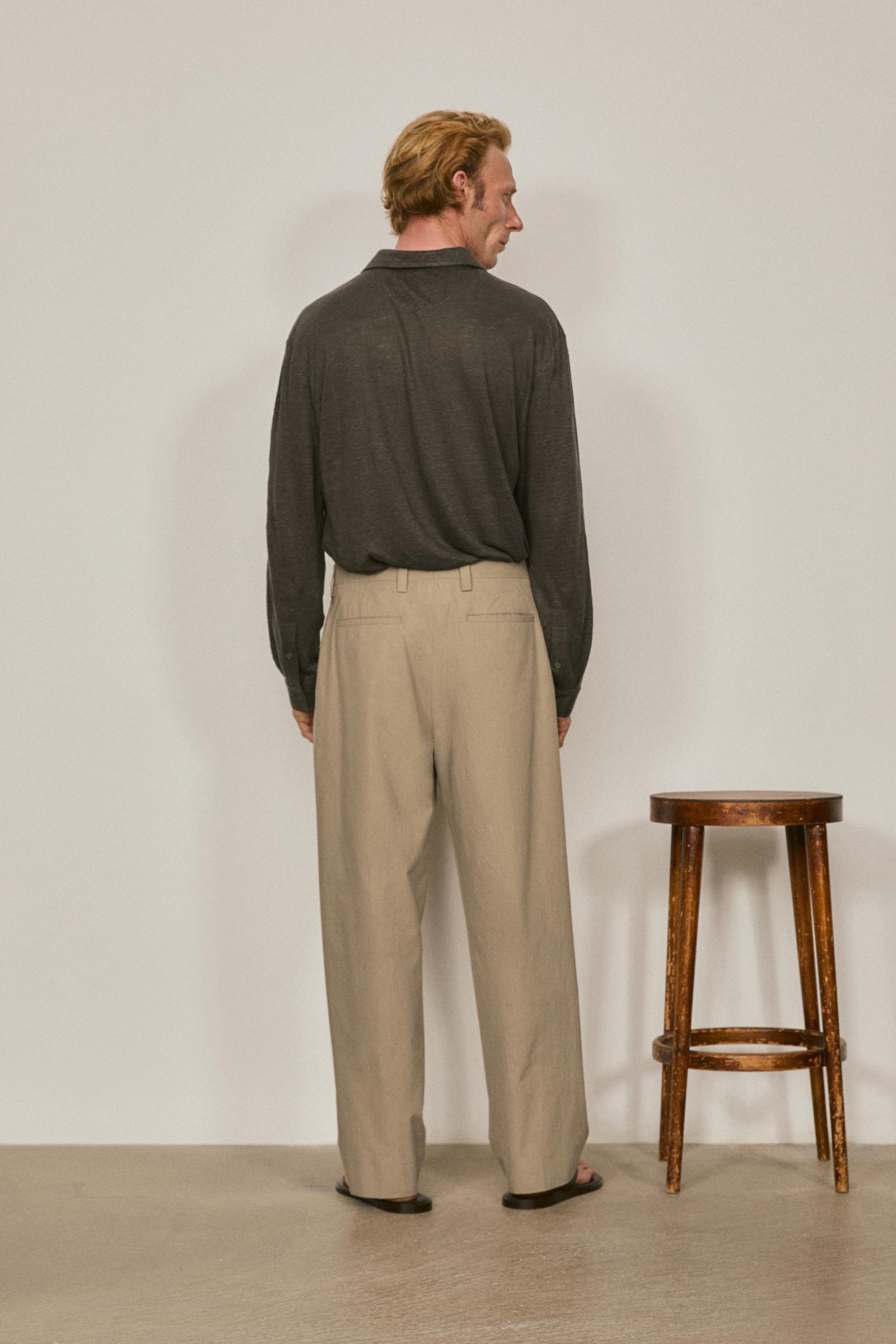 Cotton poplin trousers with darts - LIMITED EDITION — OCHRE