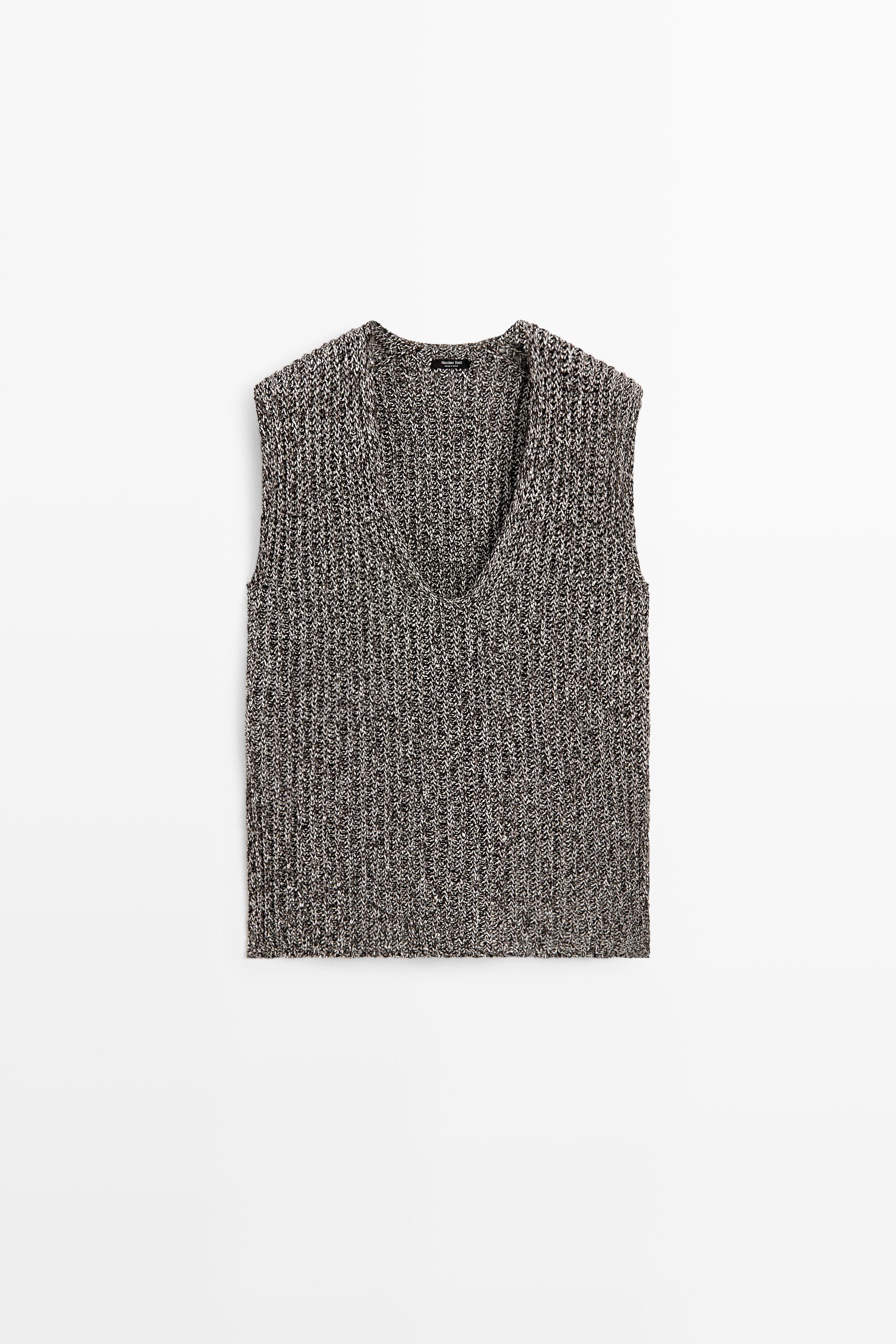 Massimo Dutti Pamuk karışımlı janjanlı triko top