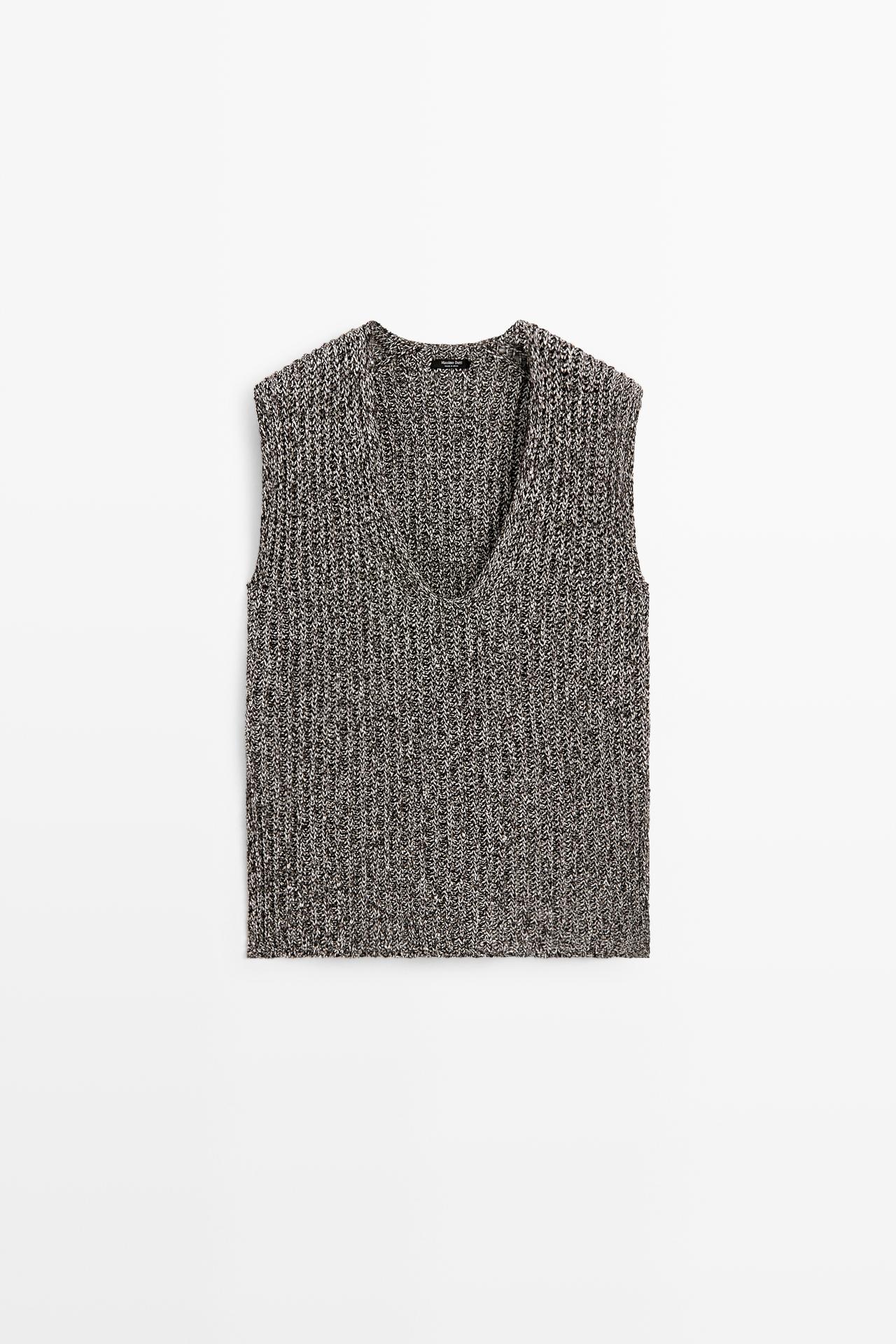 Cotton blend heathered knit top — ANTHRACITE GREY