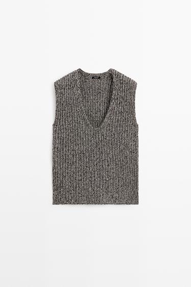 Cotton blend heathered knit top — ANTHRACITE GREY 2