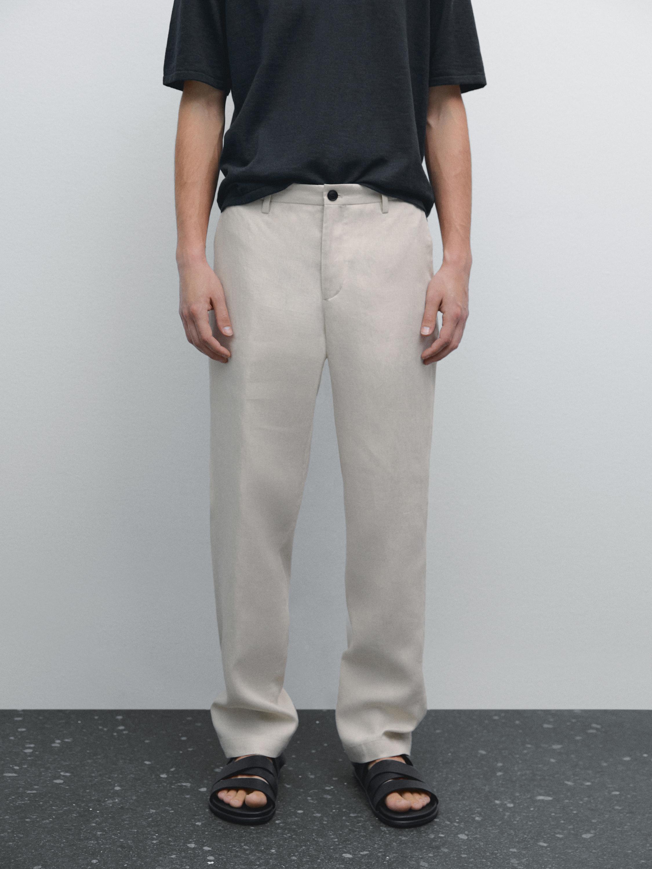 Spodnie regular fit ze 100% lnu