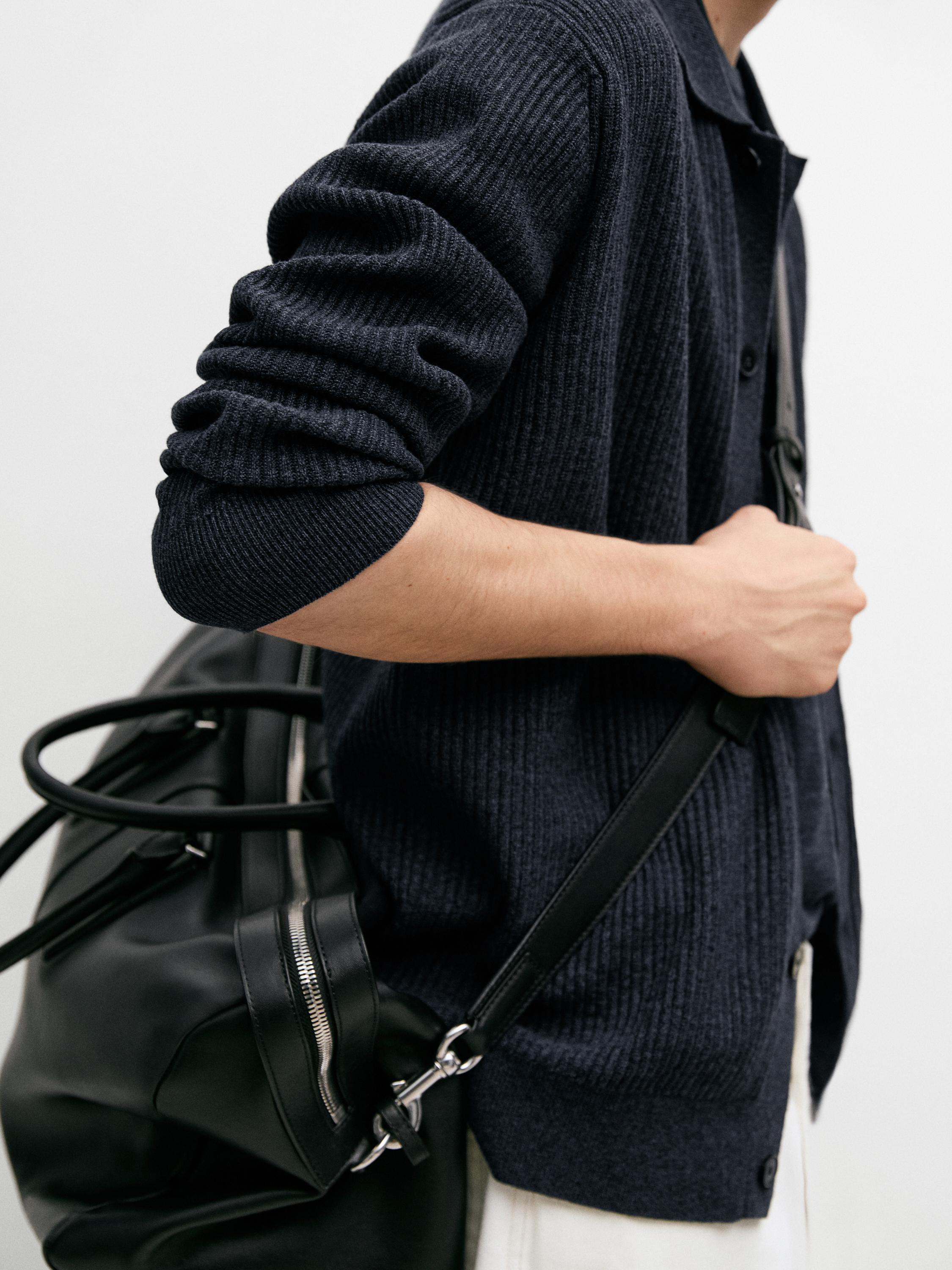 Ribbed button-up knit cardigan — INDIGO