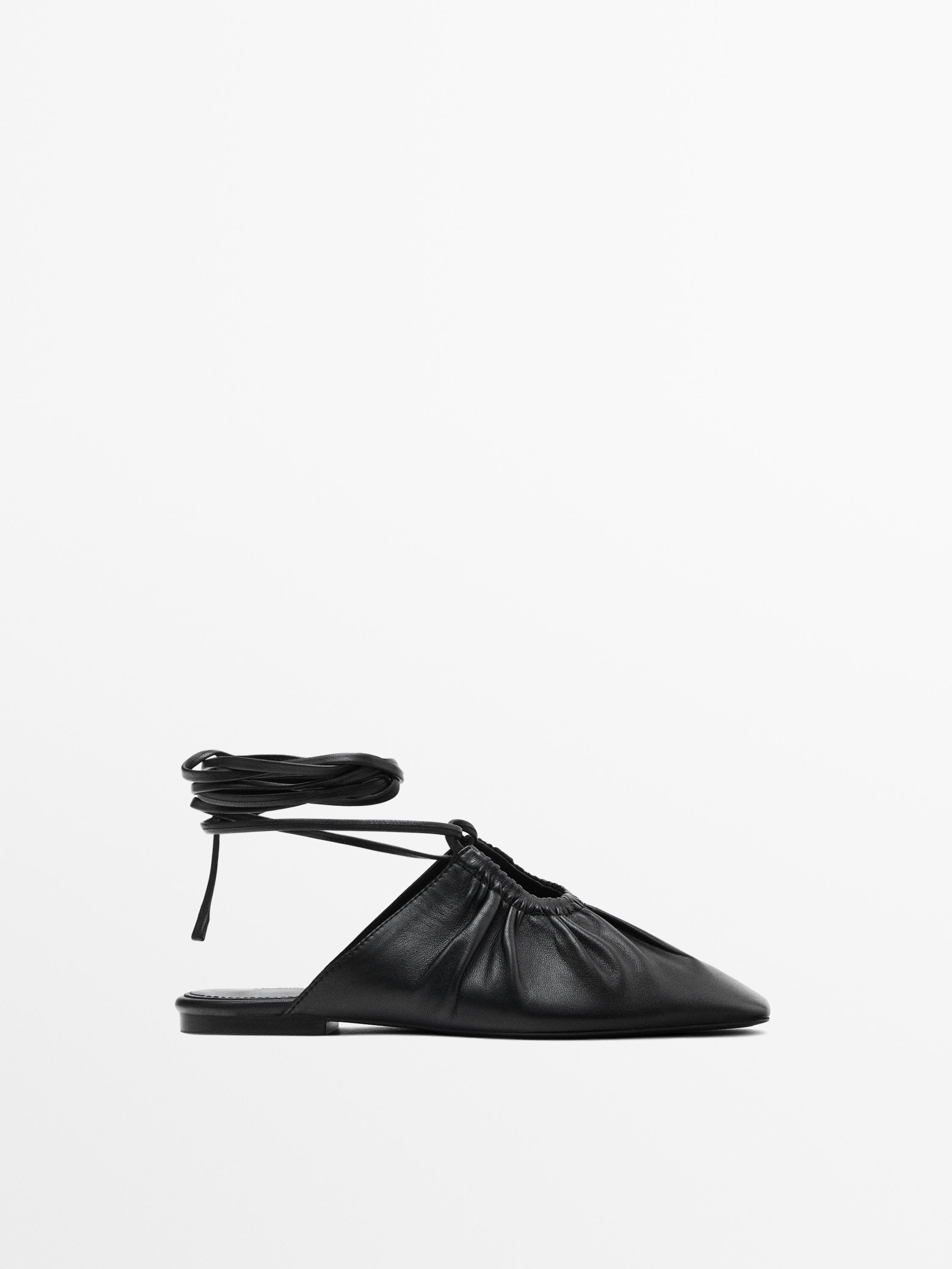 Ballerines à nouer en cuir nappa