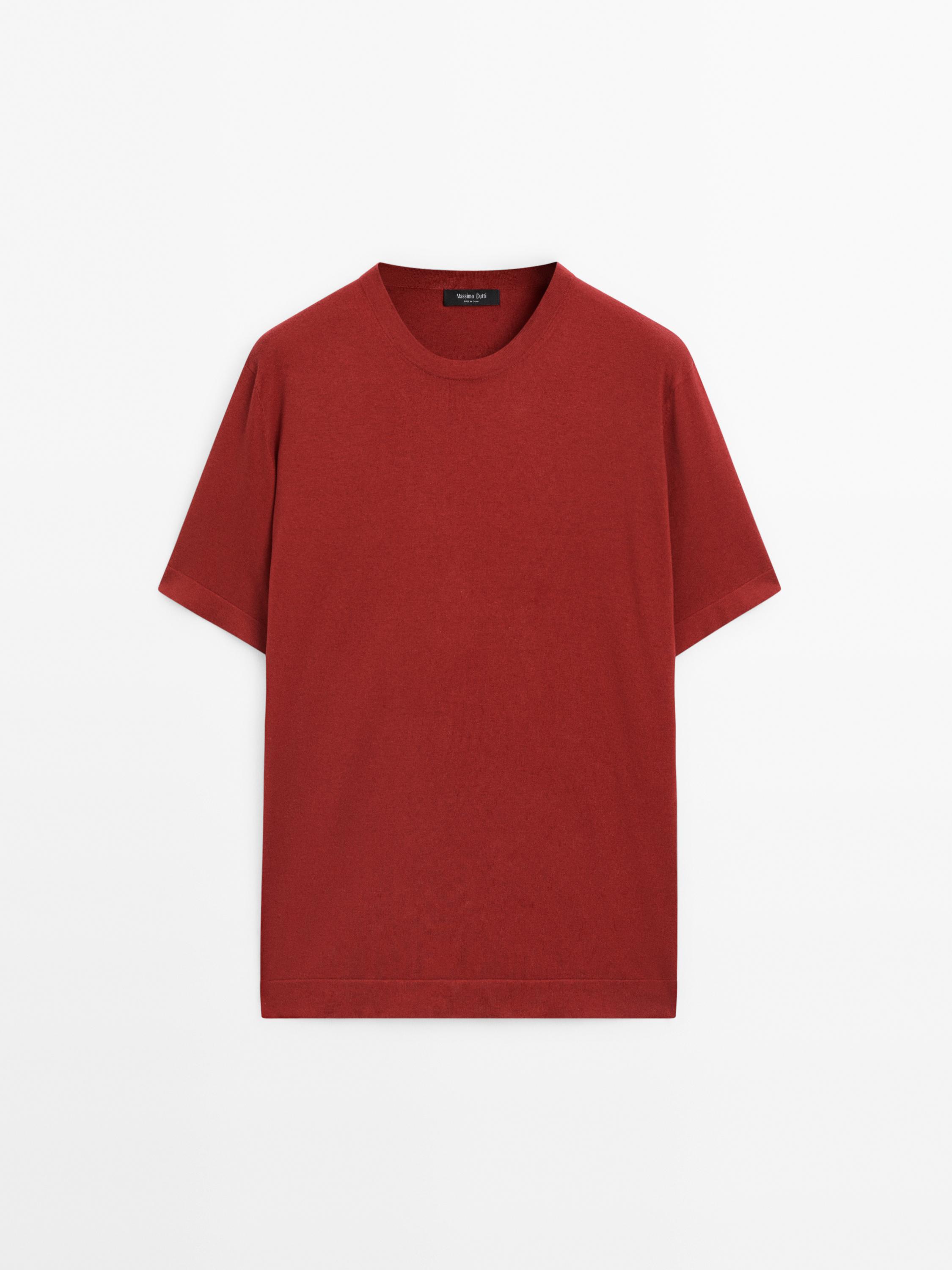 Short sleeve knitted jumper cotton blend