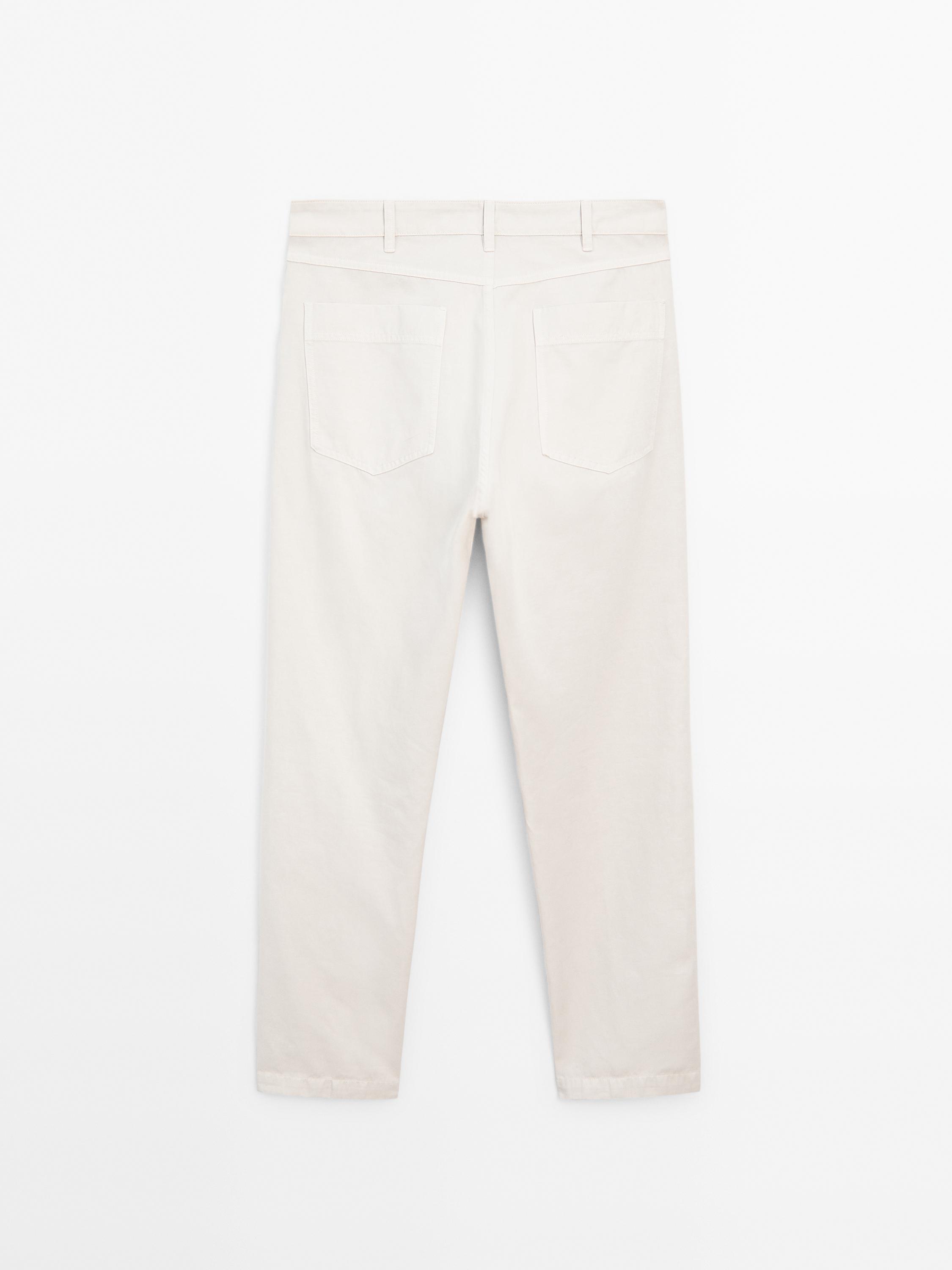 Relaxed fit cotton blend denim trousers