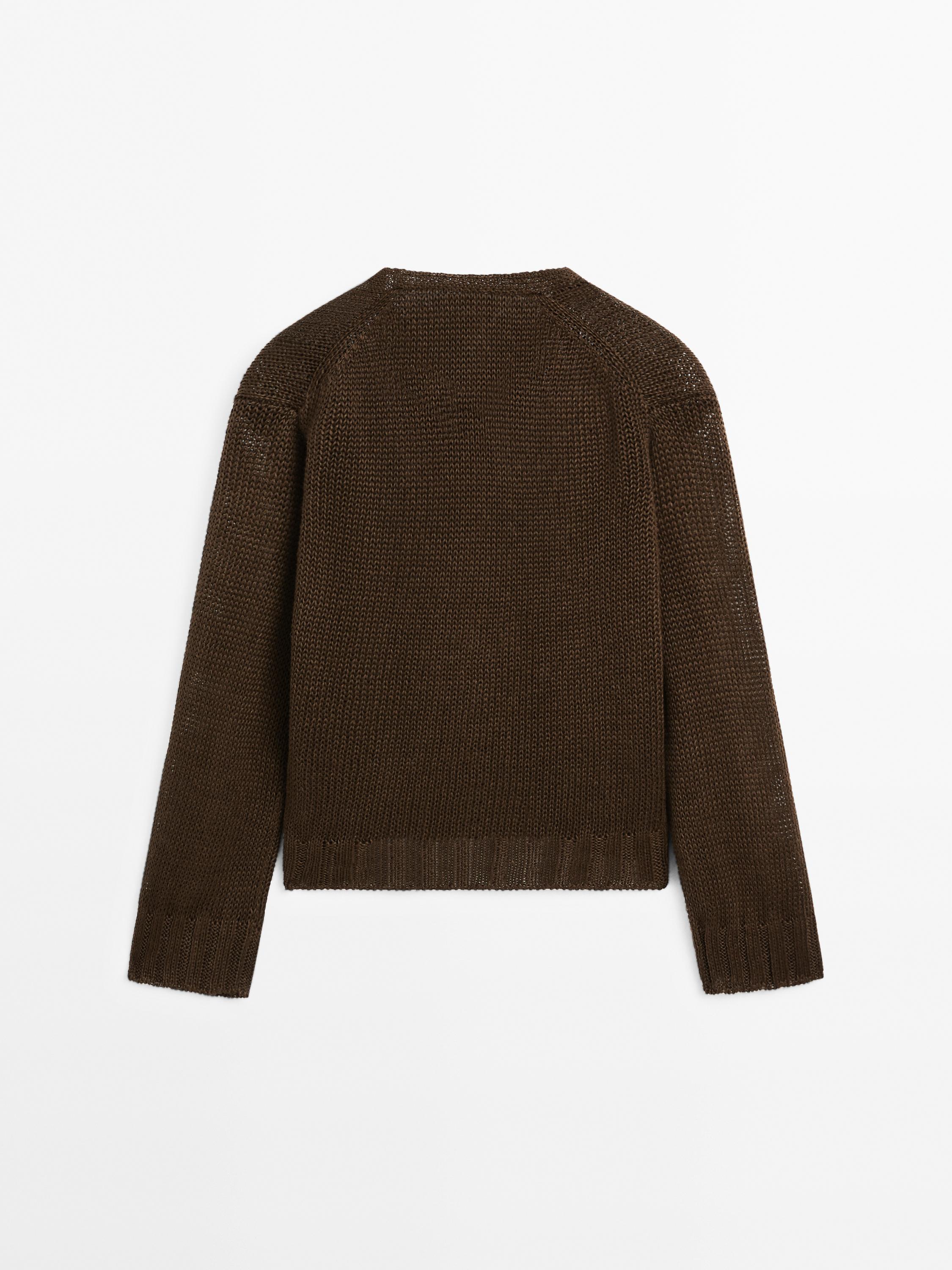 Strickcardigan aus Leinen mit Knöpfen