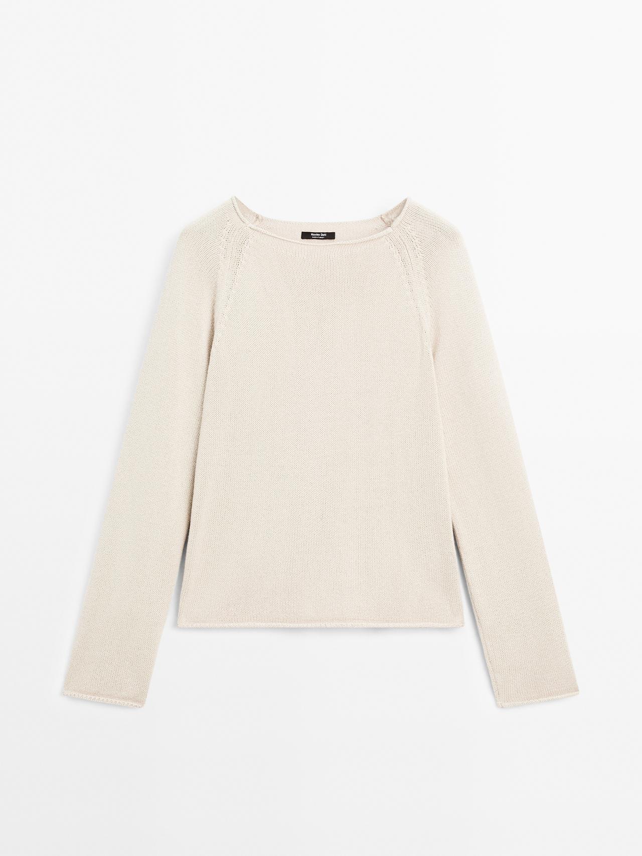 Massimo Dutti - Dame - Strikket Trøje Med Høj Hals - Beige - S