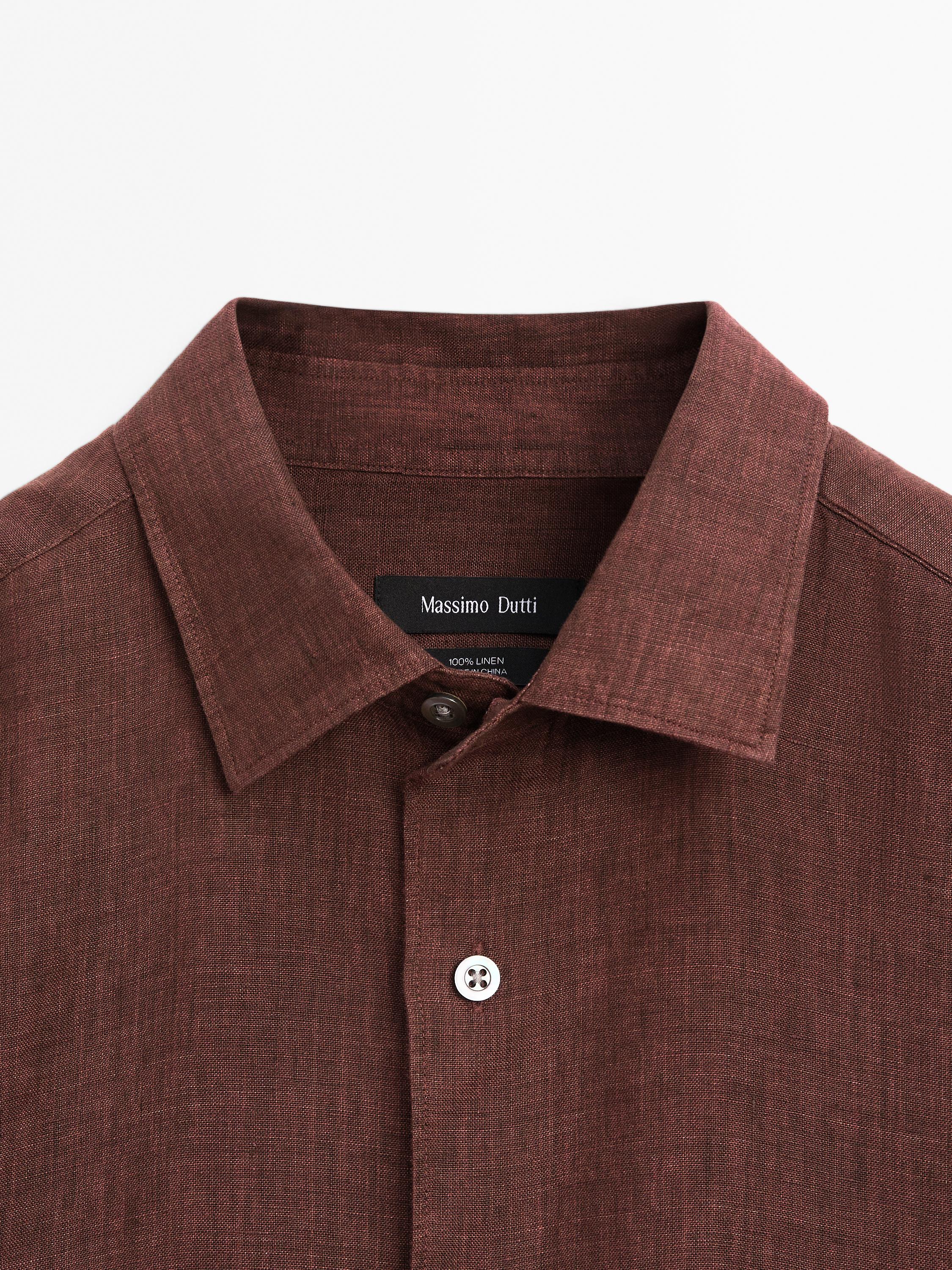Slim fit faded 100% linen shirt