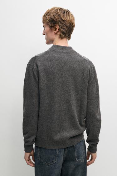 100% cashmere argyle knit cardigan — CHARCOAL 5