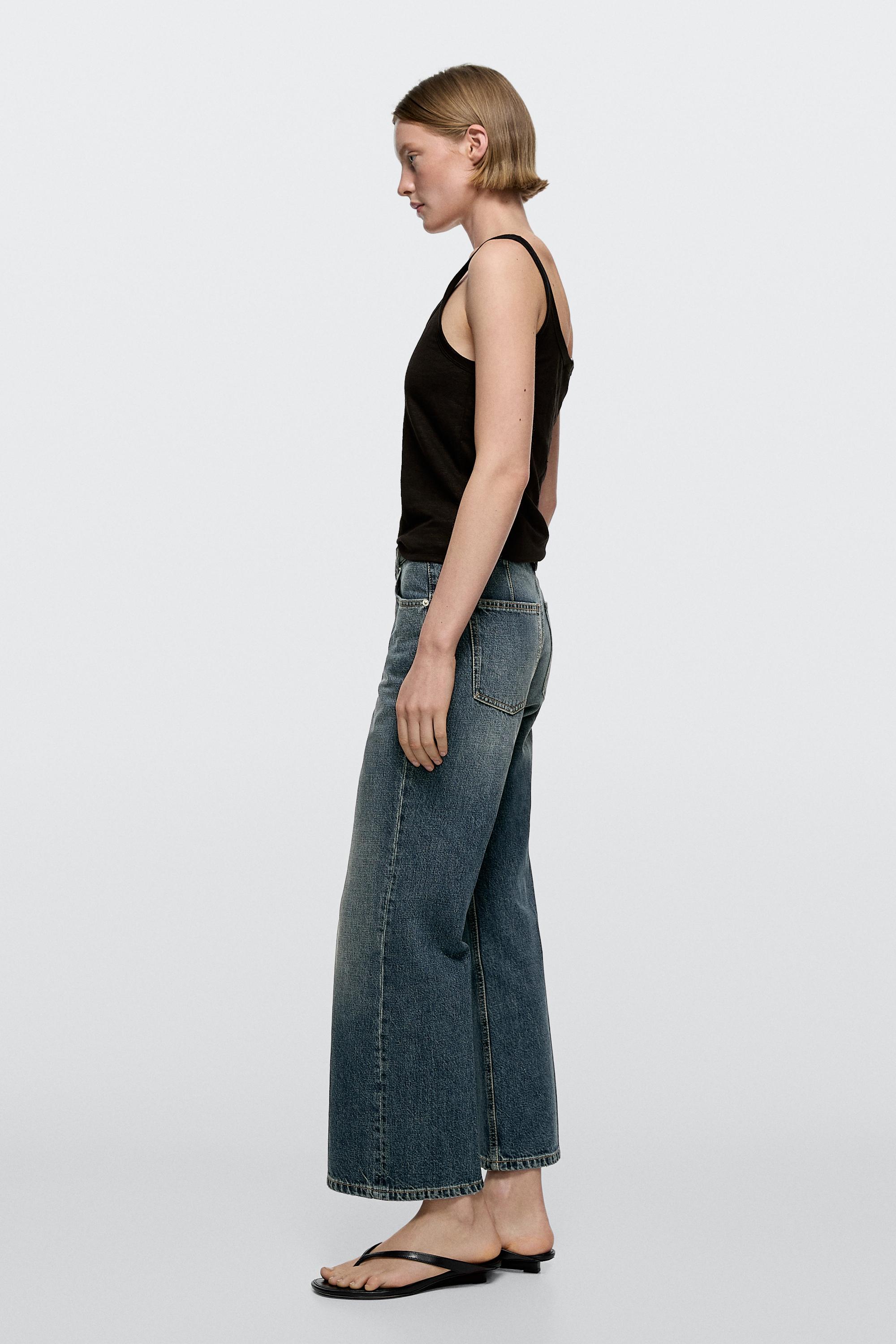 Mid-rise cropped flare fit jeans — MEDIUM BLUE