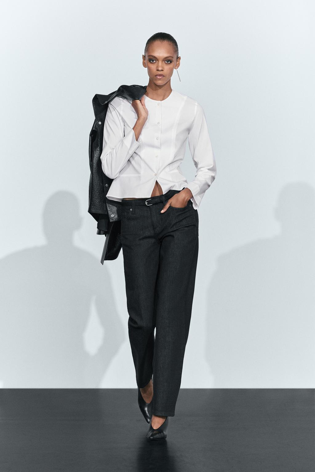Massimo Dutti Yaxalı detallı poplin köynək
