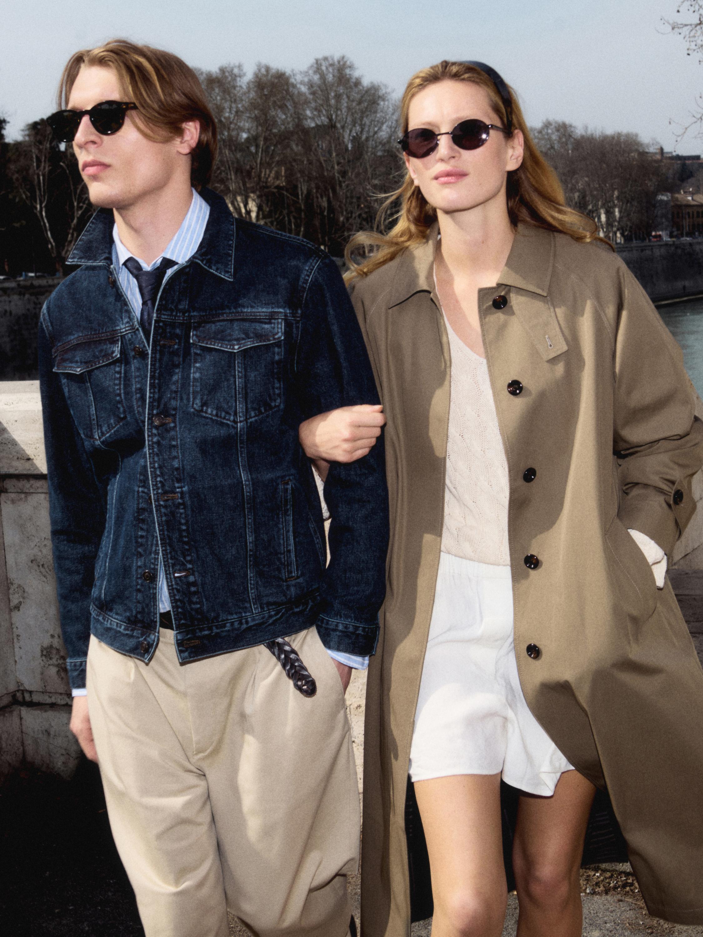 Gabardina trench oversize forro cuadros