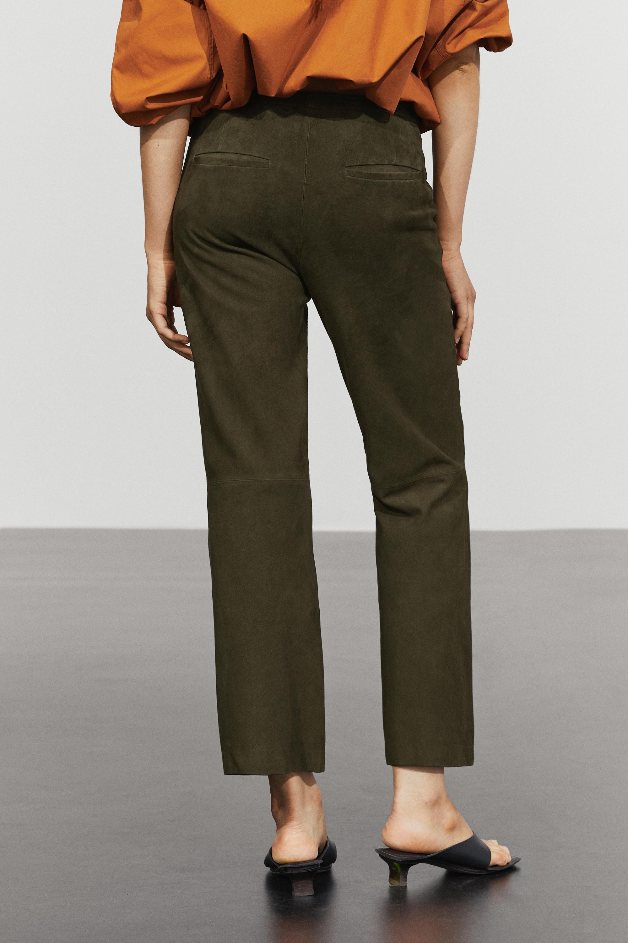 Suede leather pants — KHAKI