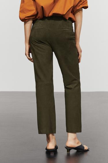 Suede leather pants — KHAKI 5