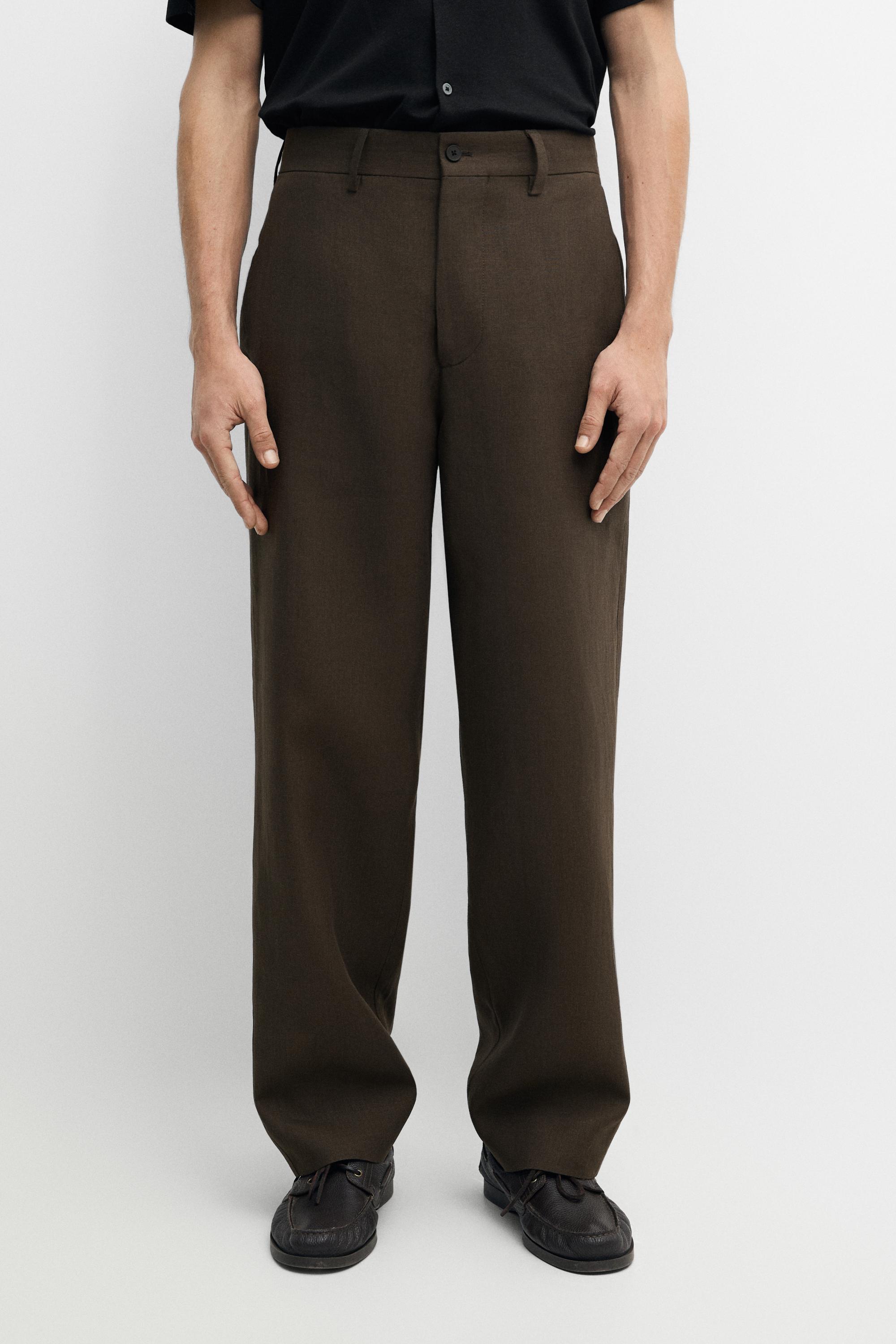 Linen suit trousers — BROWN