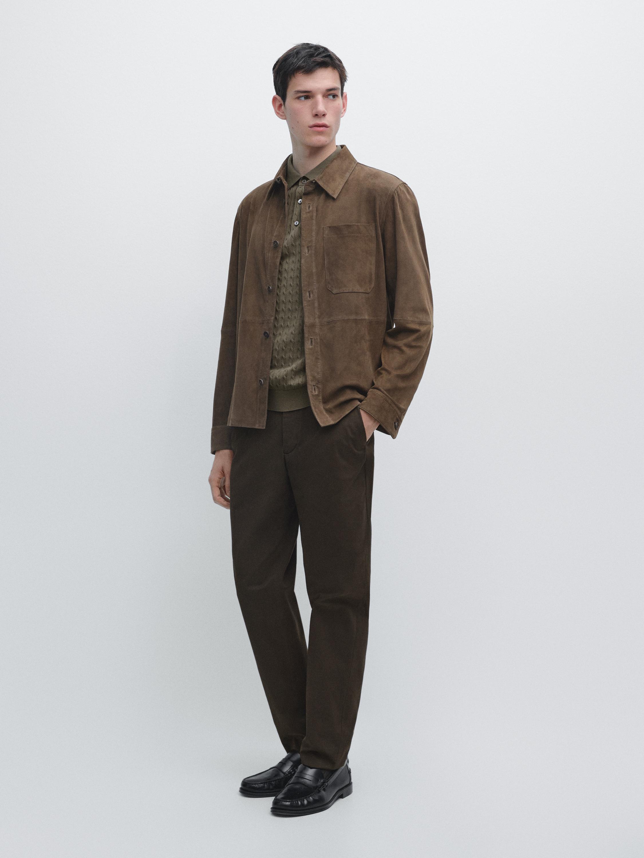 Slim fit cotton trousers